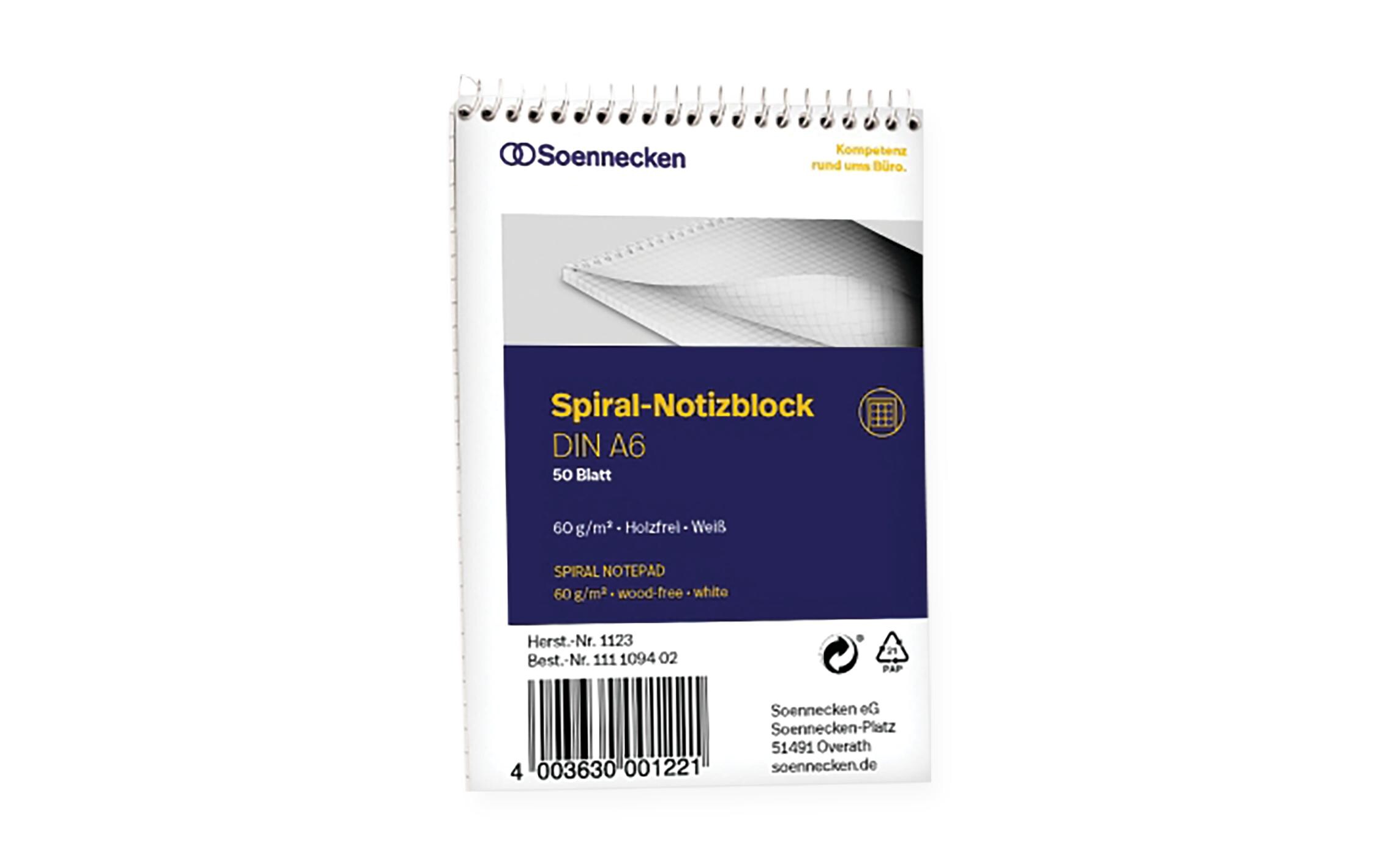 Soennecken Spiralblock A6, 50 Blätter, kariert