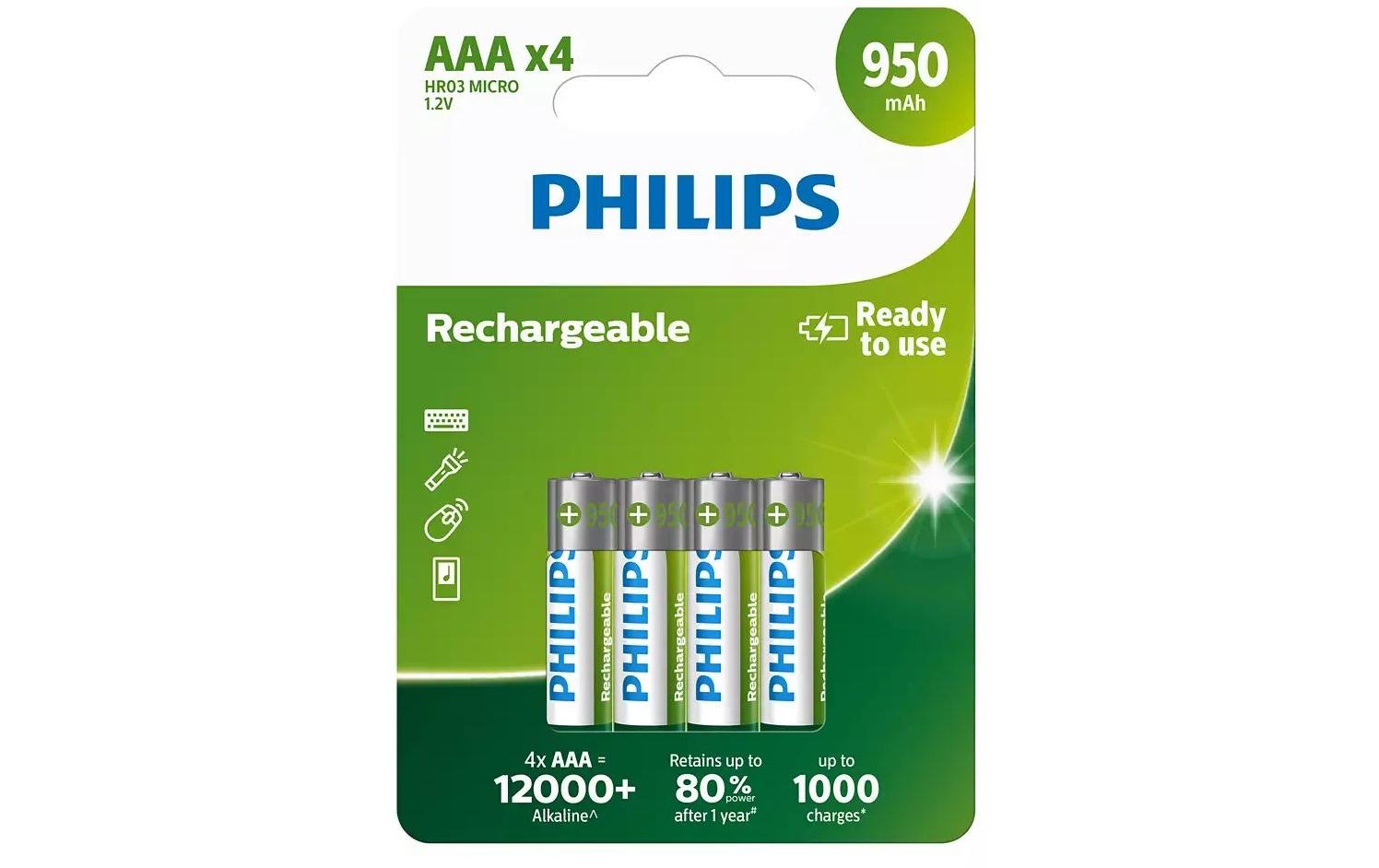 Philips Akku Akku Rechargeable AAA 4 Stück