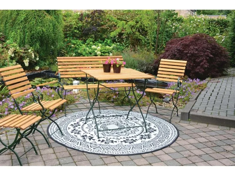 Esschert Design Teppich India Ø 180 cm x Schwarz/Weiss