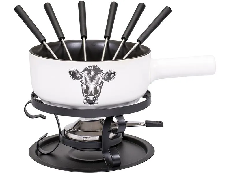Kadastar Käsefondue-Set Kuh E22 9 Teile, Weiss