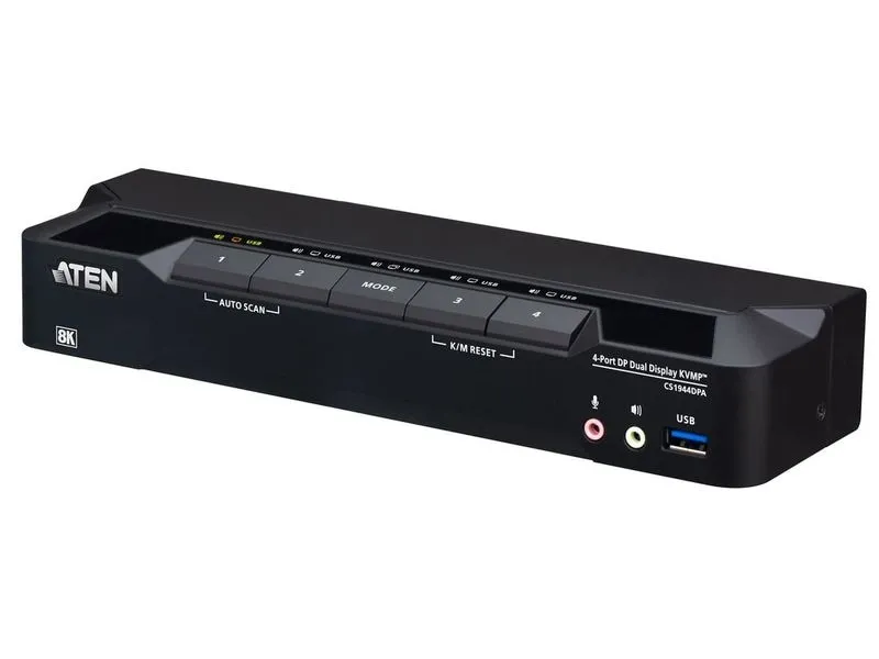 Aten Aten KVM-Switch 4-fach Audio/DP(Displayport)/USB 3.0, 8K, Dual Display,