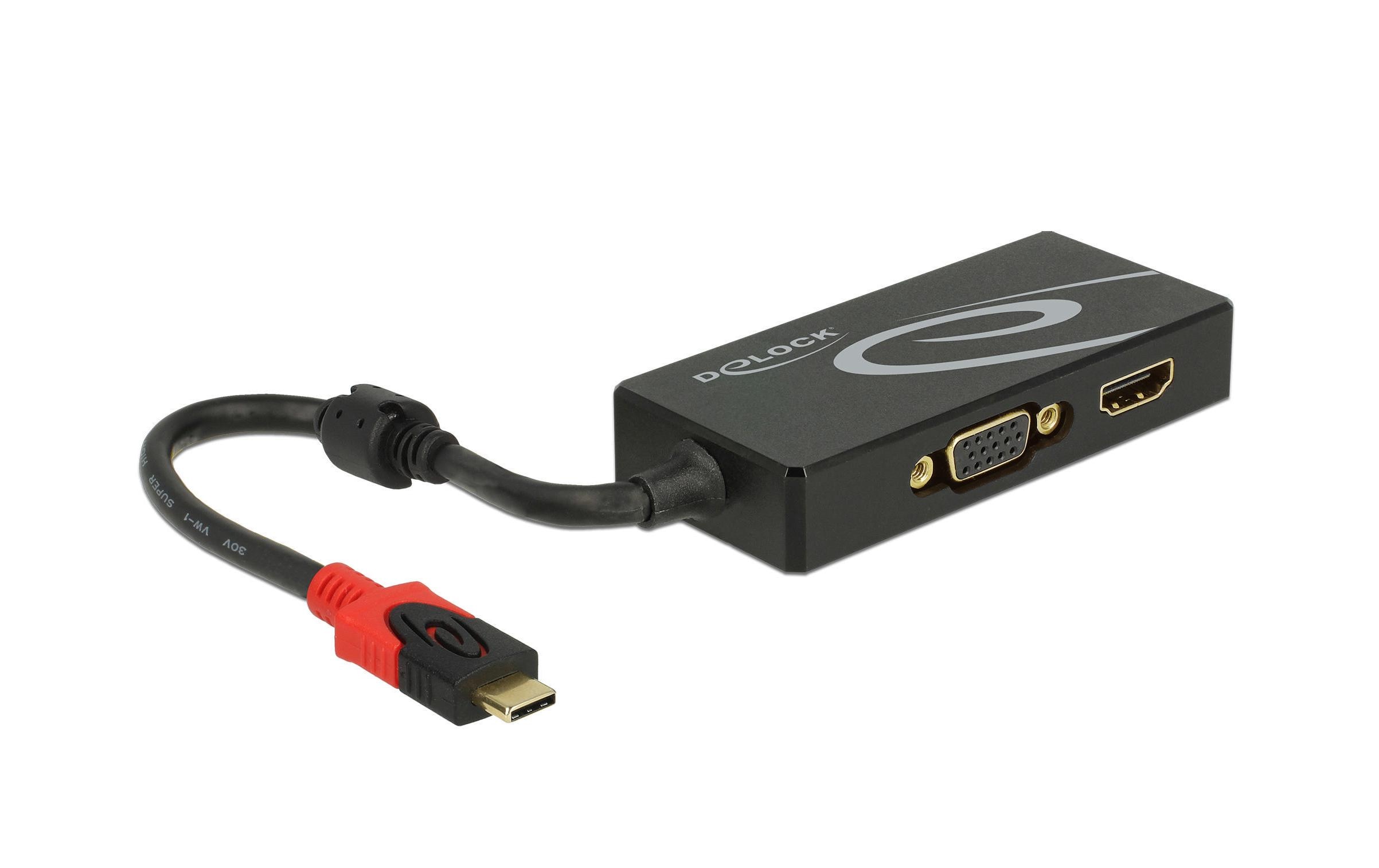 Delock 2-Port Signalsplitter USB-C - 1xHDMI & 1xVGA