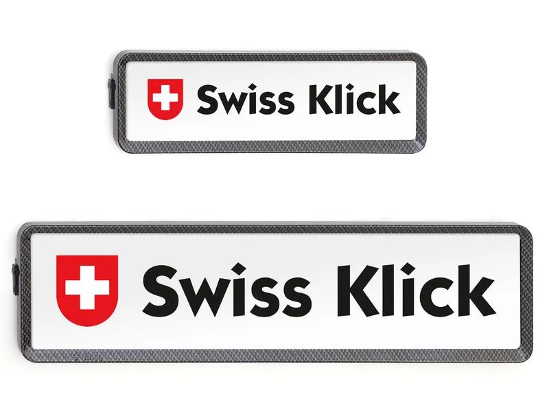 Swiss Klick Kennzeichenhalterset Langformat Carbon Look