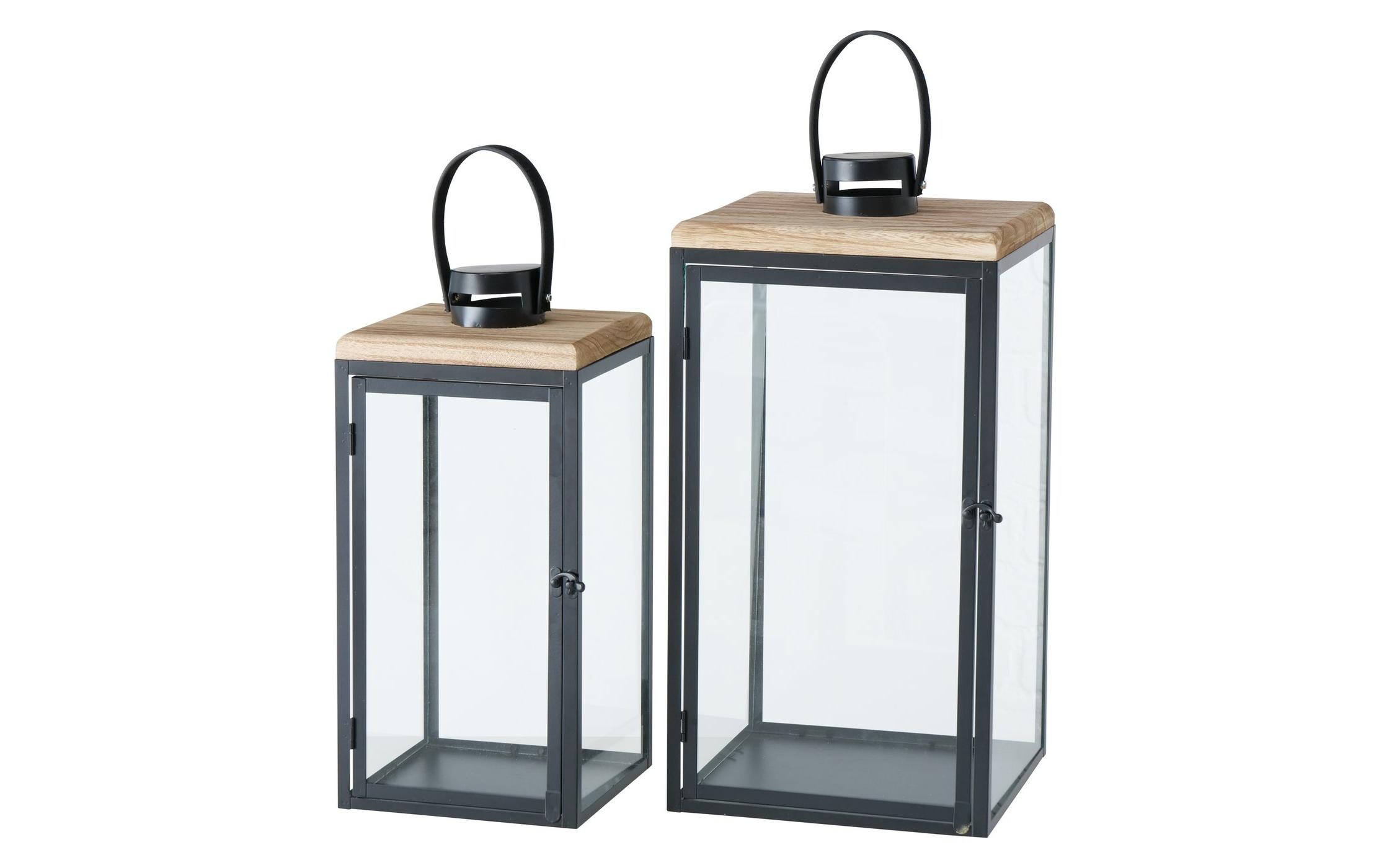 Boltze Laterne Sirio 2-teilig, Transparent/Schwarz/Braun