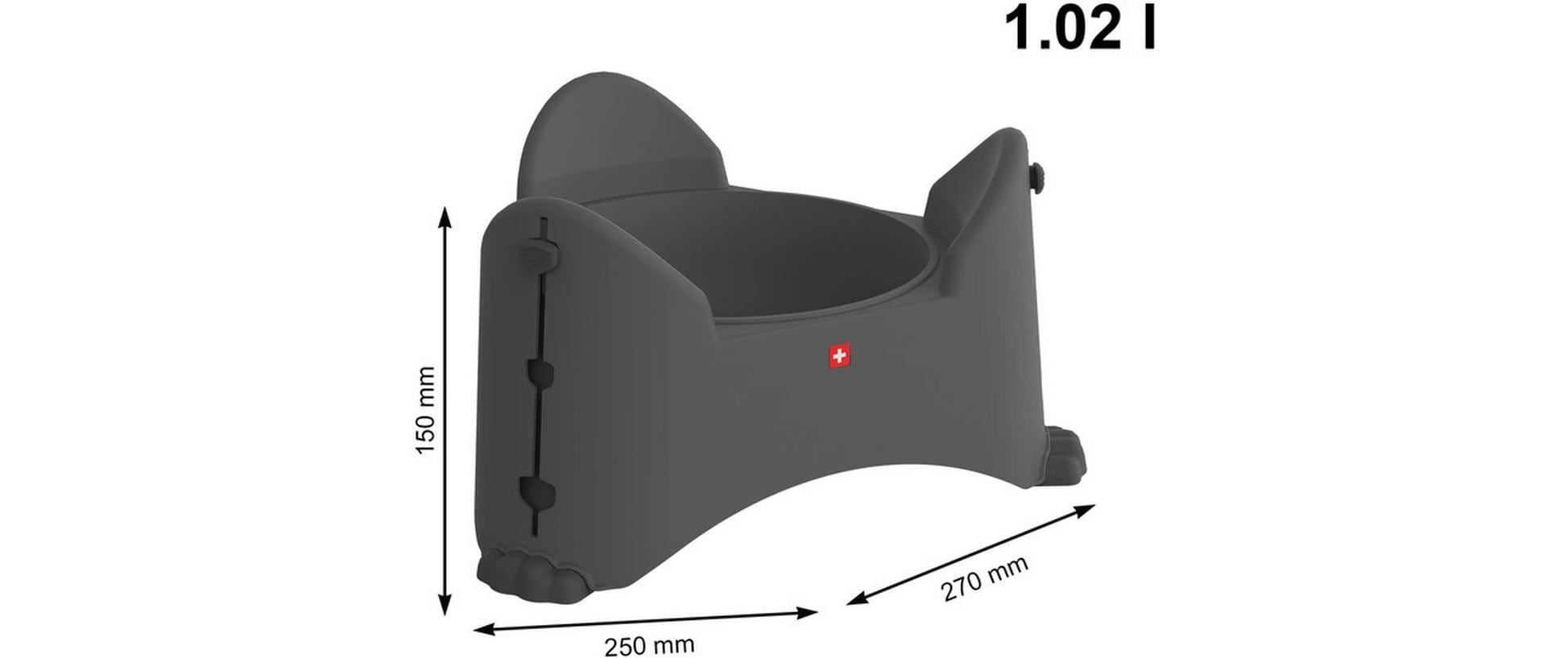 Rotho Verstellbarer Futternapf Sammy, 1.02 l, Anthrazit