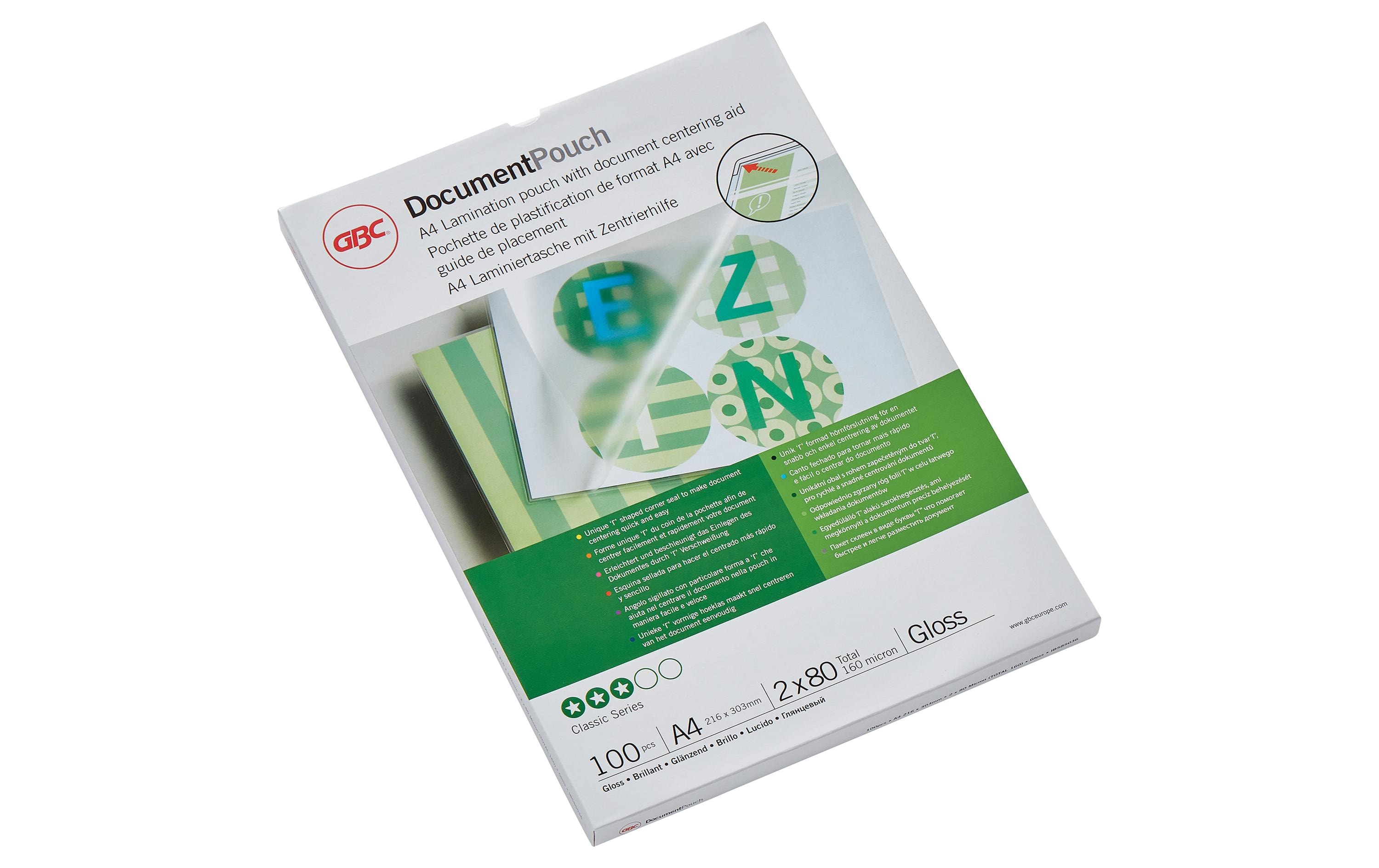 GBC Laminierfolie A4, , 100 Stück, Glänzend GBC Laminierfolie A4, , 100 Stück, Glänzend