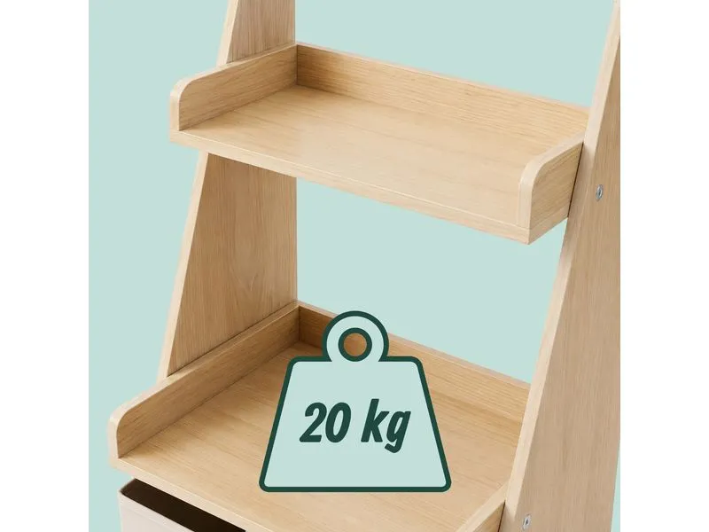 relaxdays Kinderbücherregal MDF Polyester Vlies Natur Weiss relaxdays Kinderbücherregal MDF Polyester Vlies Natur Weiss