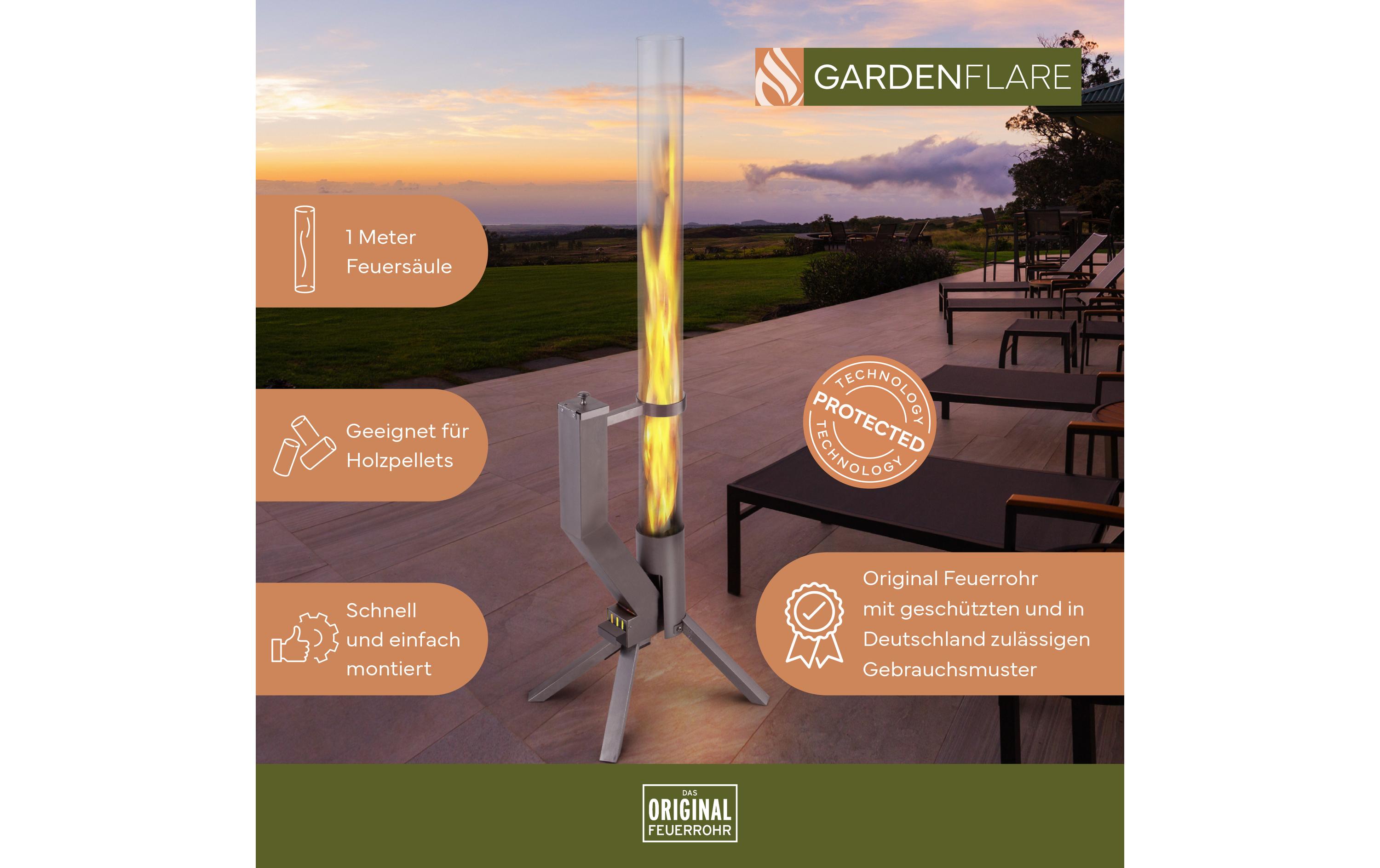 Gardenflare Klassik Feuerrohr Silber Gardenflare Klassik Feuerrohr Silber