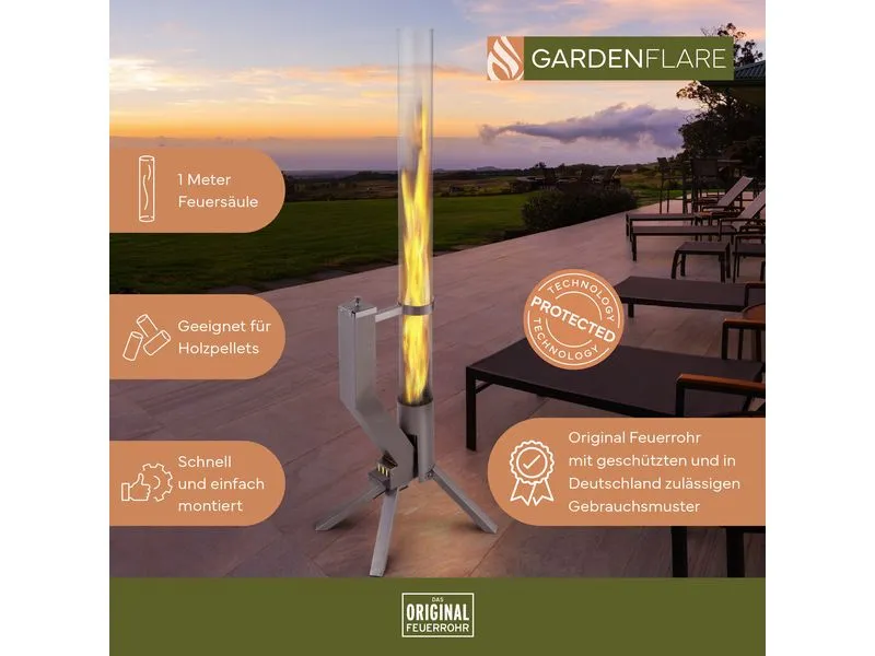 Gardenflare Klassik Feuerrohr Silber Gardenflare Klassik Feuerrohr Silber