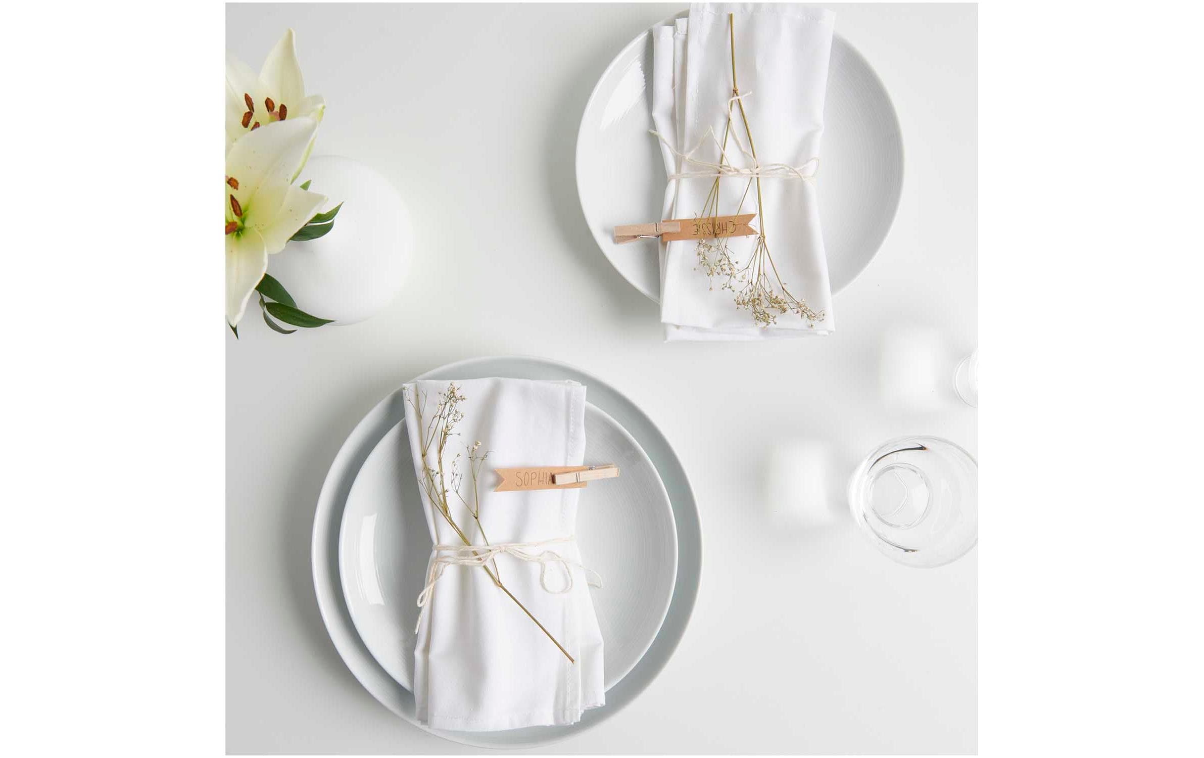 Rico Design Stoffserviette 45 cm x 45 cm, 2 Stück, Weiss