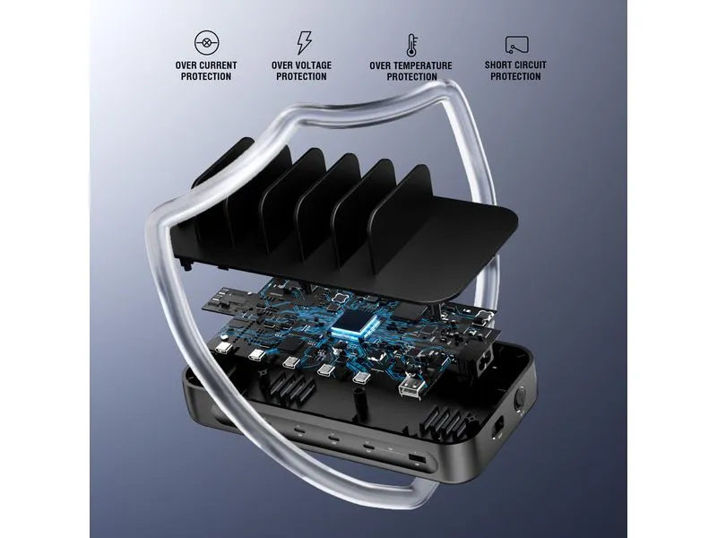4smarts Ladestation Team 100W 5C/1A inkl. 6 Kabel 5x USB-C 1x USB-A