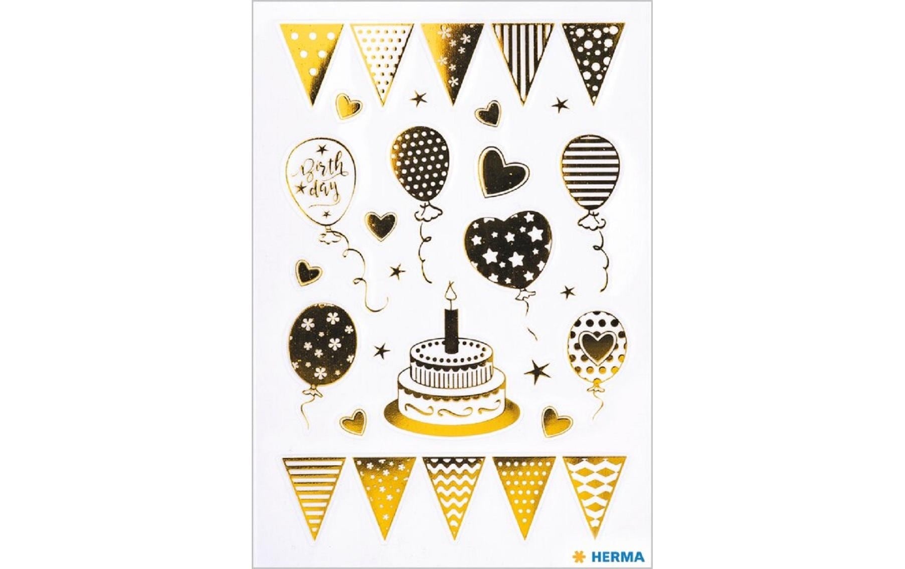 Herma Stickers Motivsticker Birthday Party Goldfolie, 1 Blatt