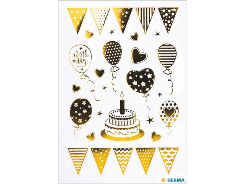 Herma Stickers Motivsticker Birthday Party Goldfolie, 1 Blatt Herma Stickers Motivsticker Birthday Party Goldfolie, 1 Blatt
