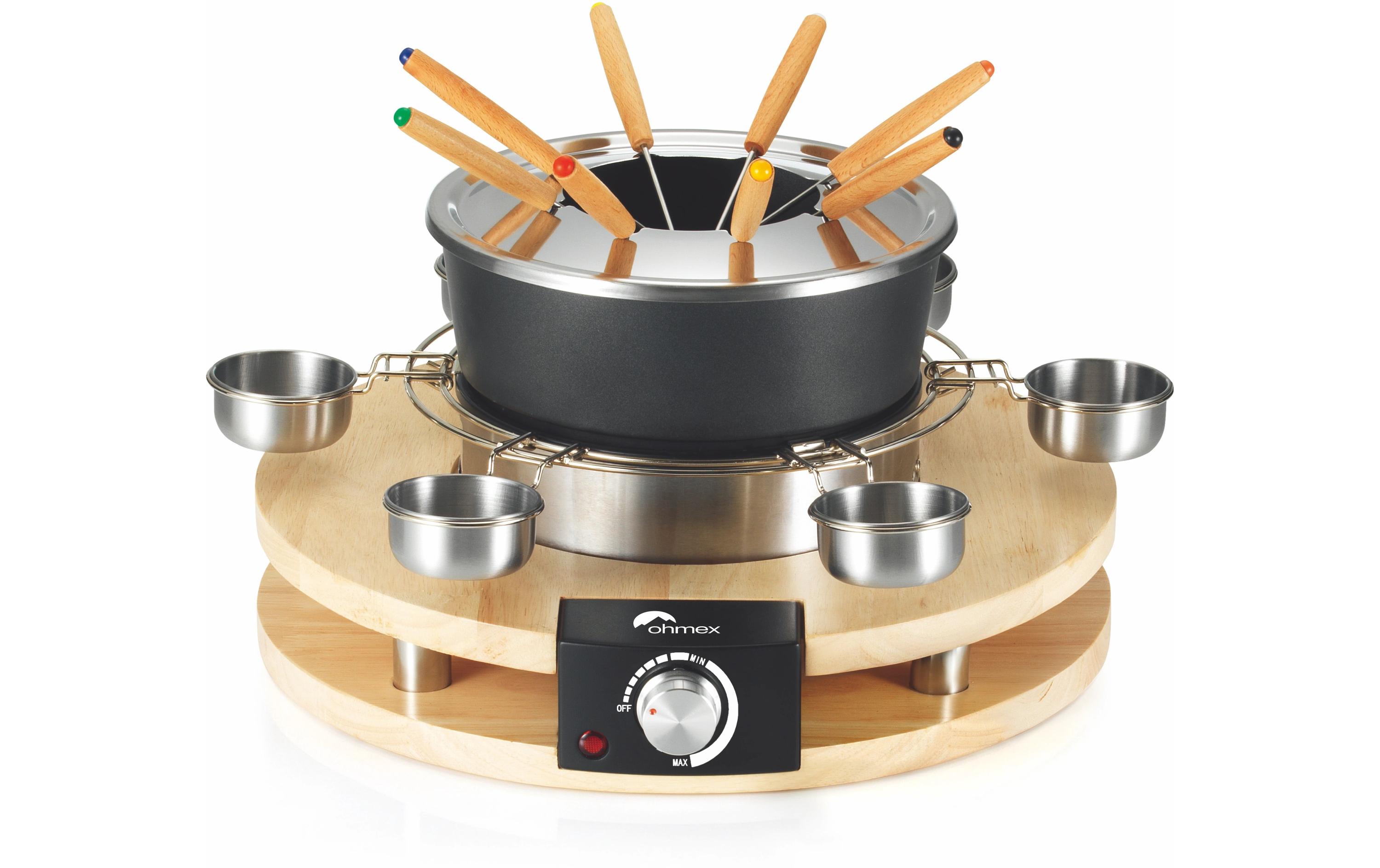 OHMEX Fondue-Rechaud OHM-FND-1060 16 Teile, Schwarz/Silber