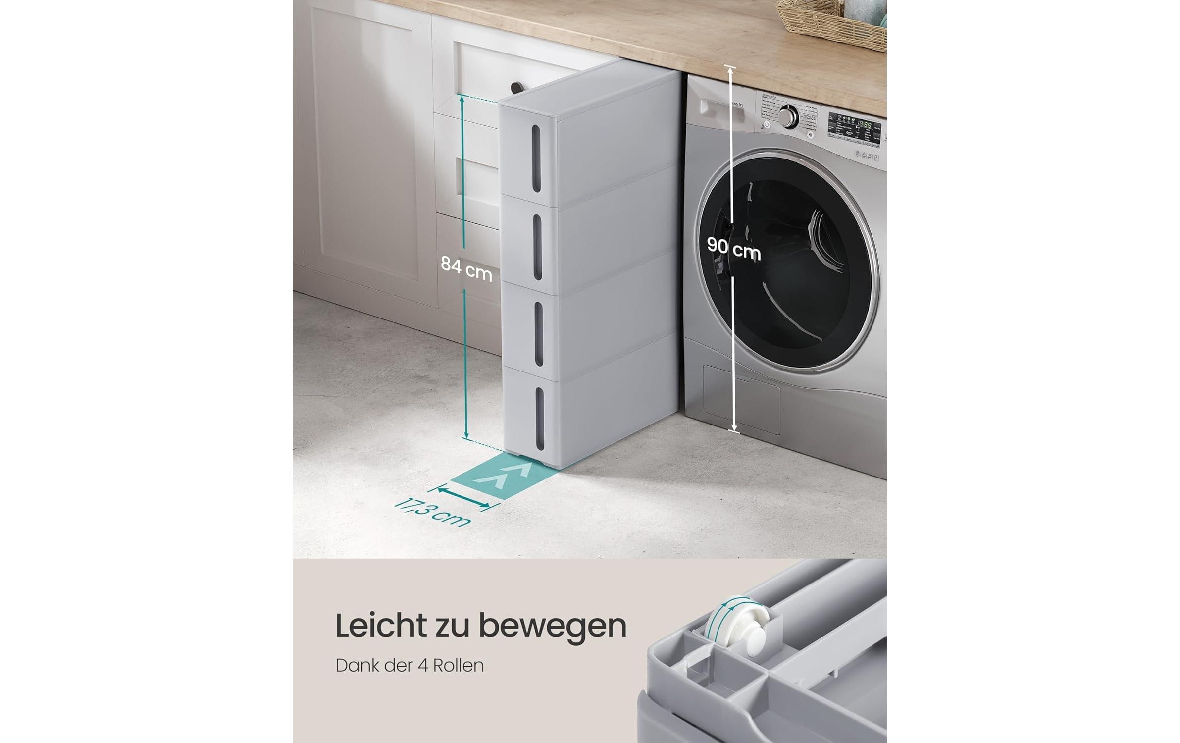 Songmics Nischenwagen mit Rädern 45.2 x 84 x 17.3 cm, Grau