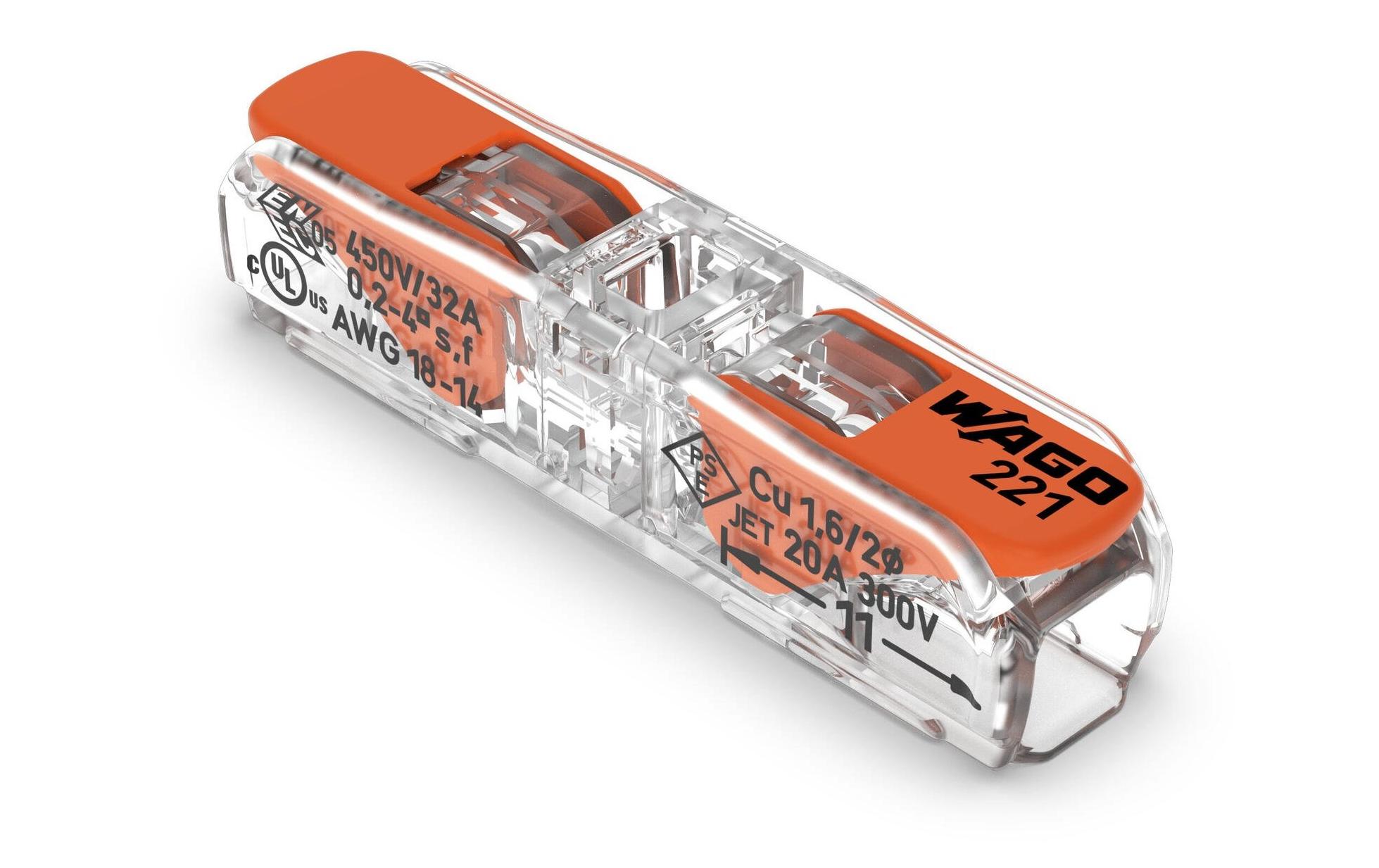 WAGO Durchgangsklemme mit Hebel, 0.2 - 4 mm², 2-fach, 60 Stück