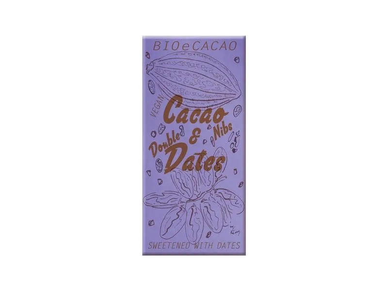 BioeCacao Dattelschokolade Double Dates Nibs 51% 90 g BioeCacao Dattelschokolade Double Dates Nibs 51% 90 g