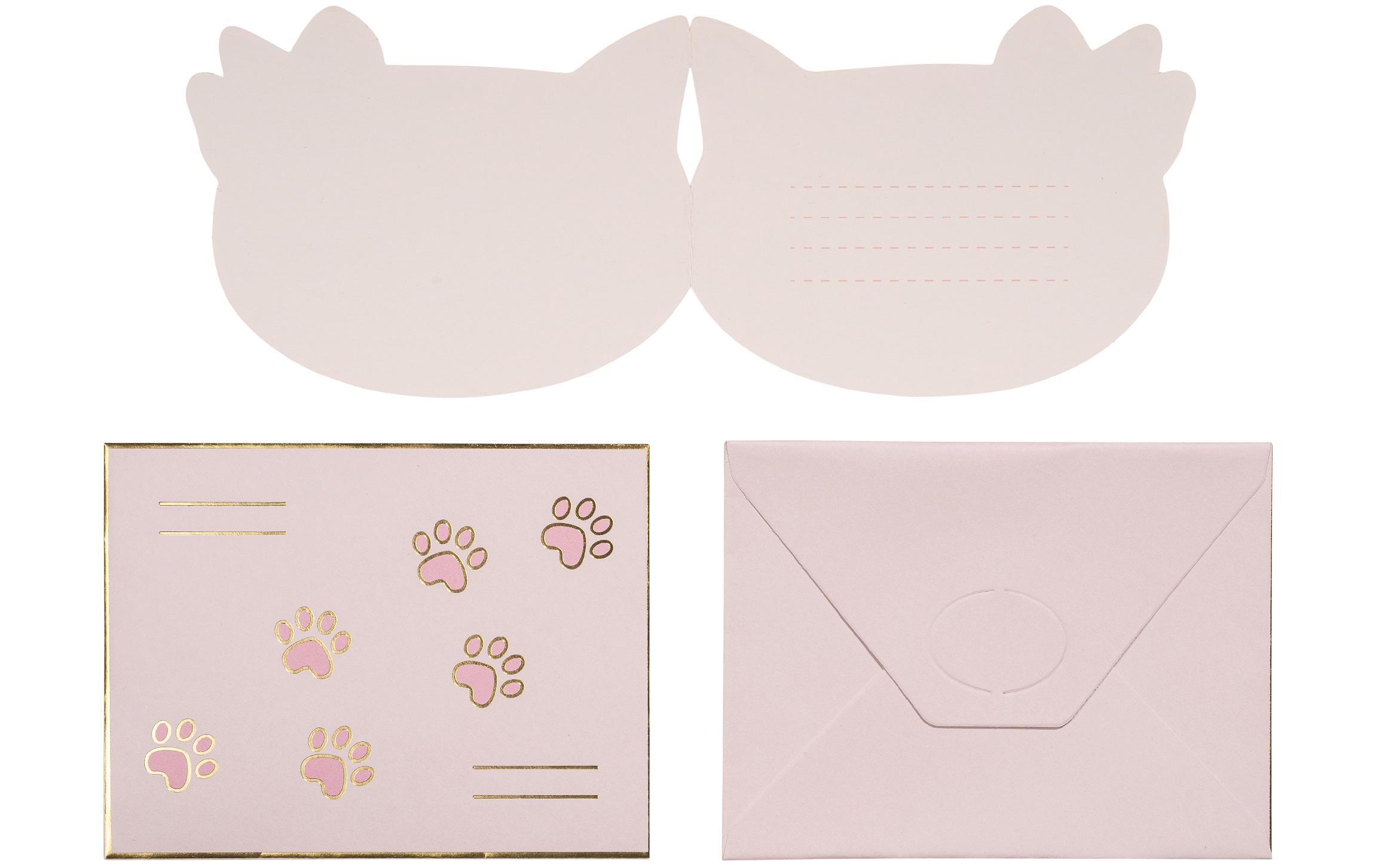 Partydeco Einladungskarte Katze 6 Stück