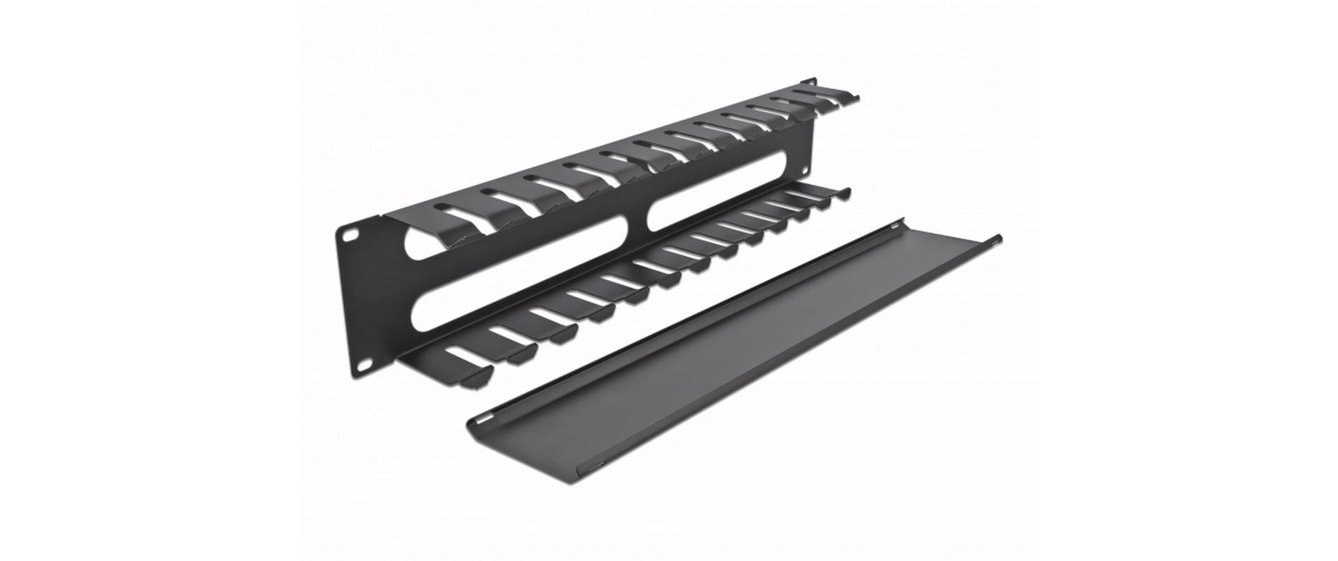 Delock Kabelführungspanel 2HE mit 4 Öffnungen , Schwarz Delock Kabelführungspanel 2HE mit 4 Öffnungen , Schwarz