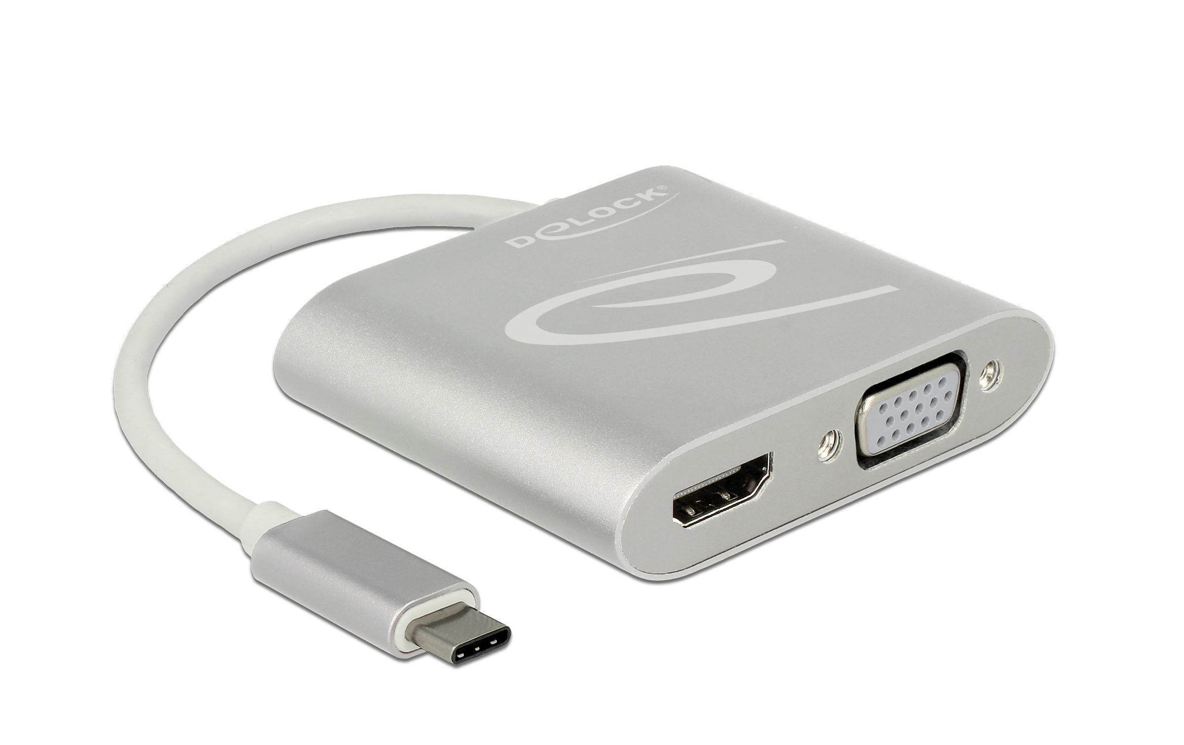 Delock 2-Port Signalsplitter USB-C - 1xHDMI & 1xVGA Delock 2-Port Signalsplitter USB-C - 1xHDMI & 1xVGA
