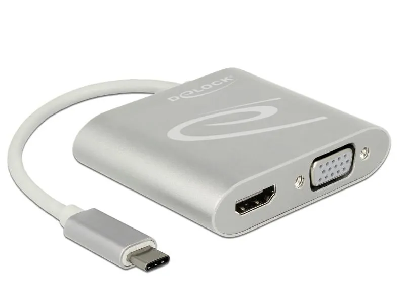 Delock 2-Port Signalsplitter USB-C - 1xHDMI & 1xVGA Delock 2-Port Signalsplitter USB-C - 1xHDMI & 1xVGA