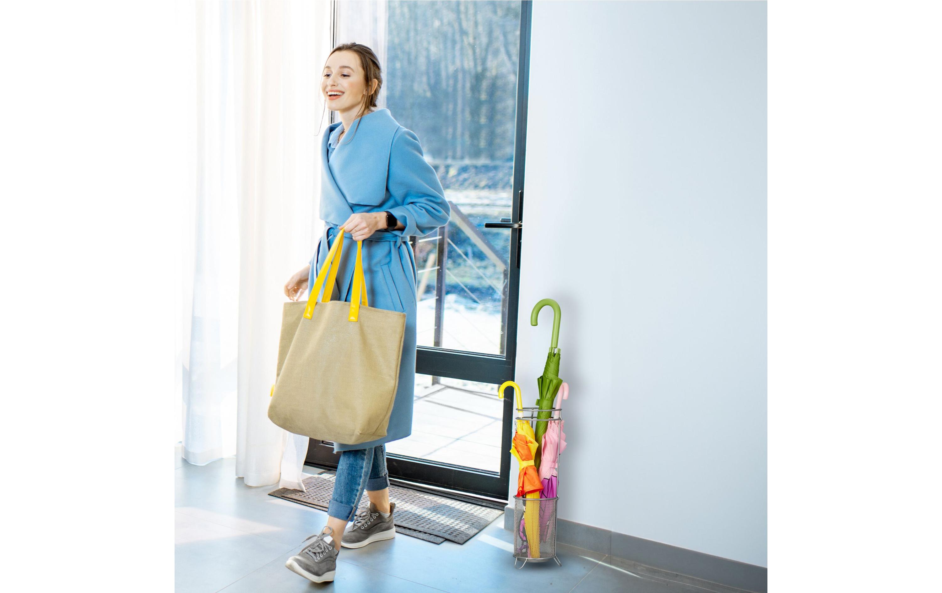 relaxdays Schirmständer rund Silber