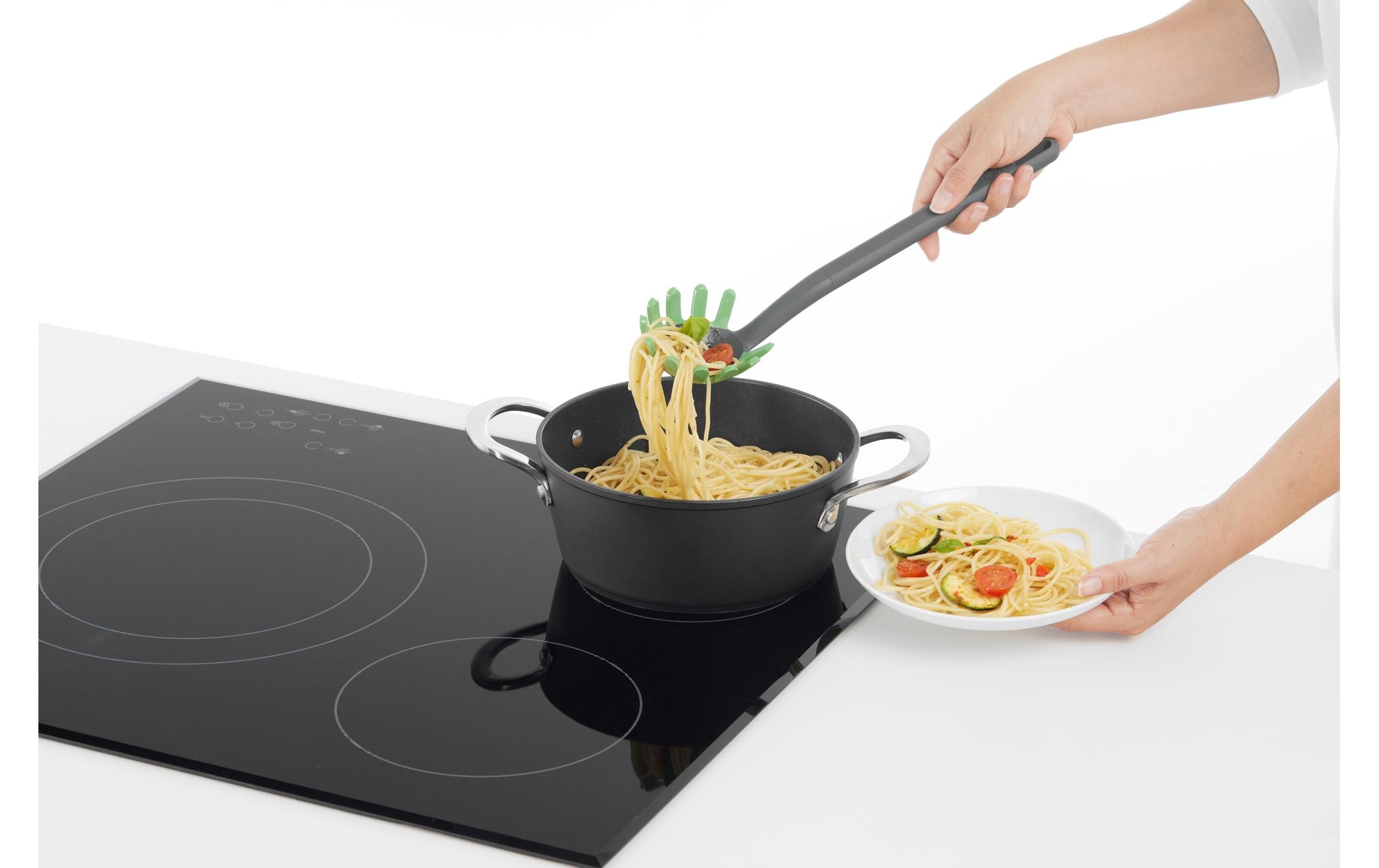 Lékué Spaghettilöffel PBT/Silikon, Grün/Schwarz