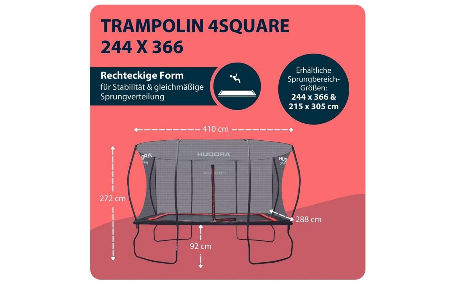 Hudora Trampolin 4square 366 x 244 cm