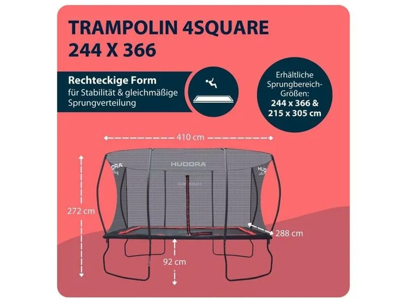 Hudora Trampolin 4square 366 x 244 cm Hudora Trampolin 4square 366 x 244 cm