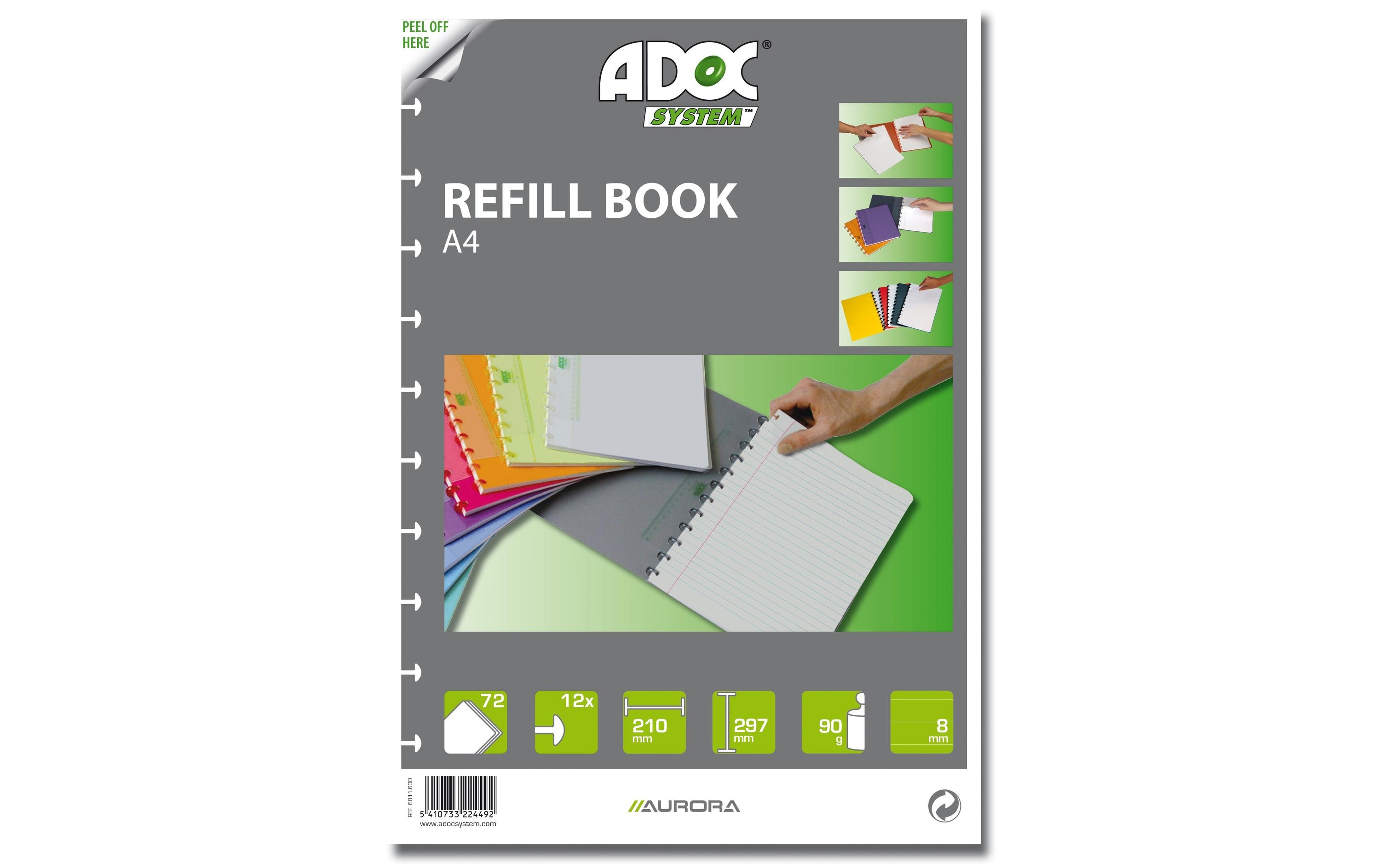 Adoc Notizheft Pap-Ex-Ersatzblätter A5, kariert, 72 Stück