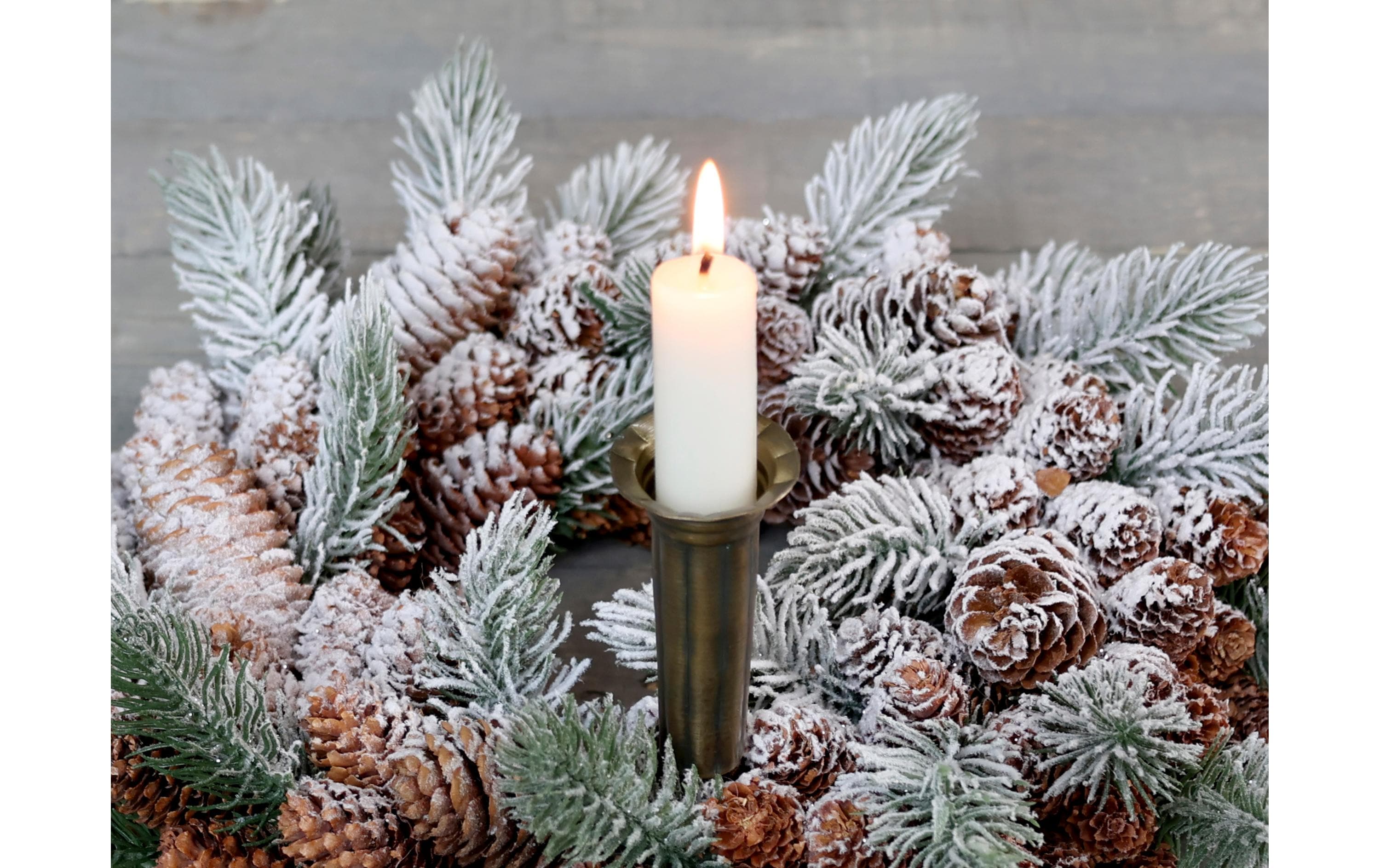 Chic Antique Adventskerzen Halter mit Spiess Ø 4 cm, Messing