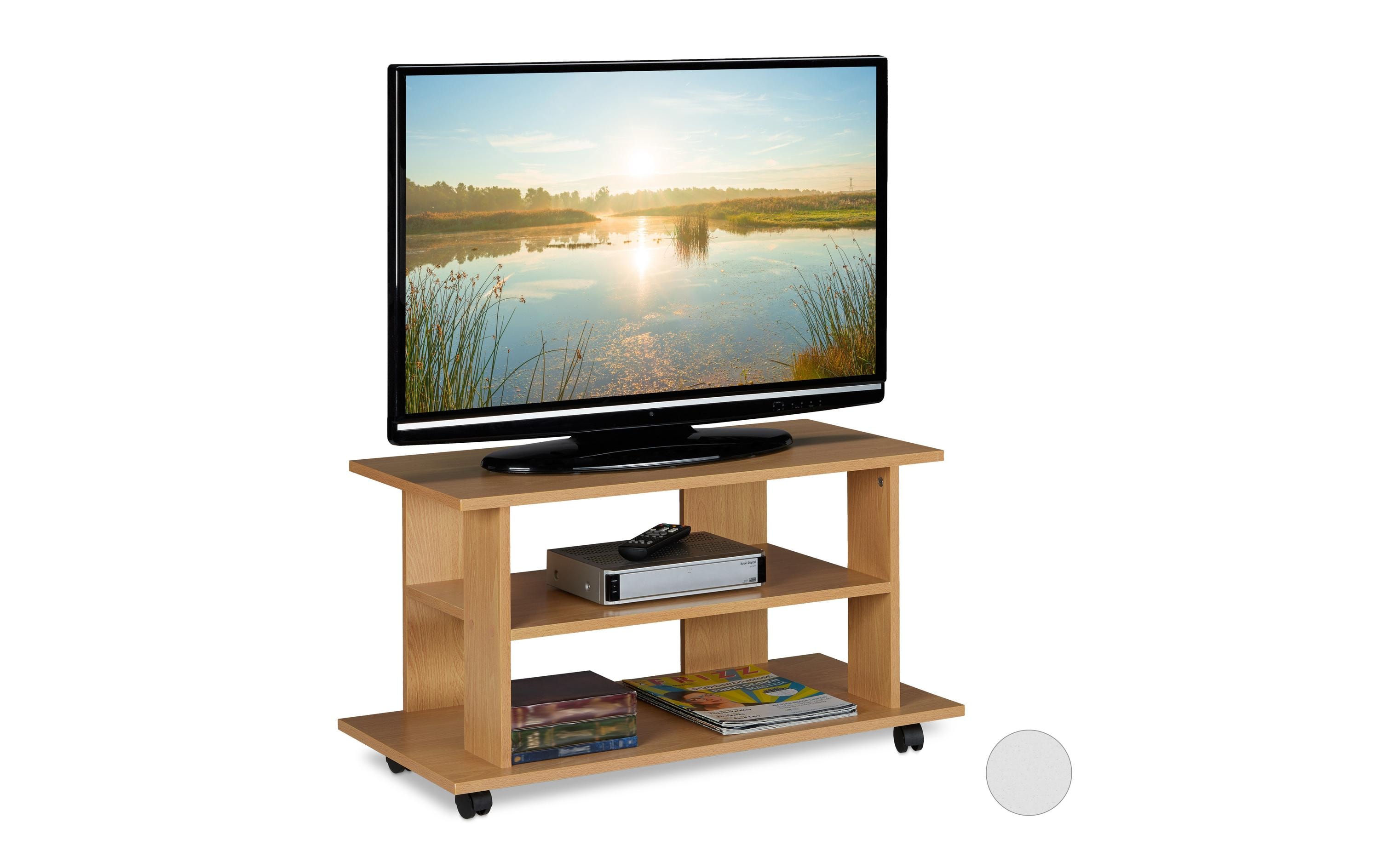 relaxdays TV-Möbel mit Rollen, 80 x 40 cm, Hellbraun