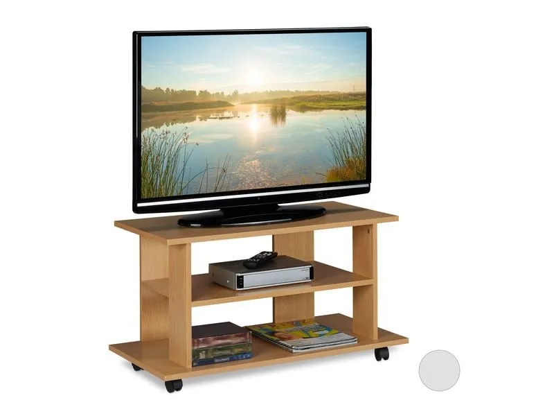 relaxdays TV-Möbel mit Rollen, 80 x 40 cm, Hellbraun relaxdays TV-Möbel mit Rollen, 80 x 40 cm, Hellbraun
