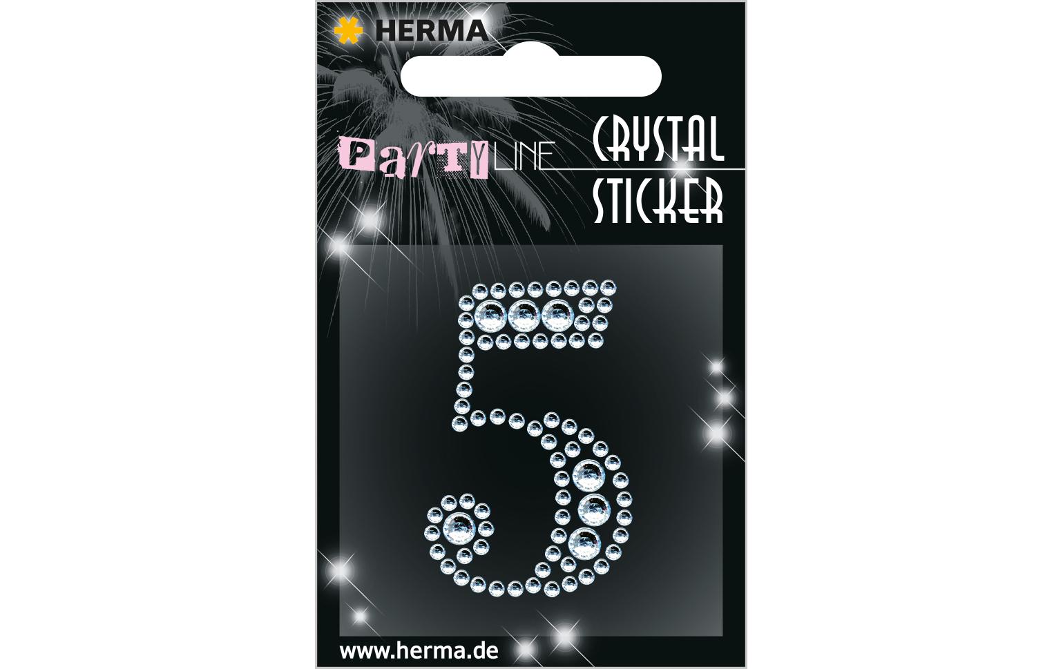 Herma Stickers Zahlensticker Crystal 5, 1 Stück Silber