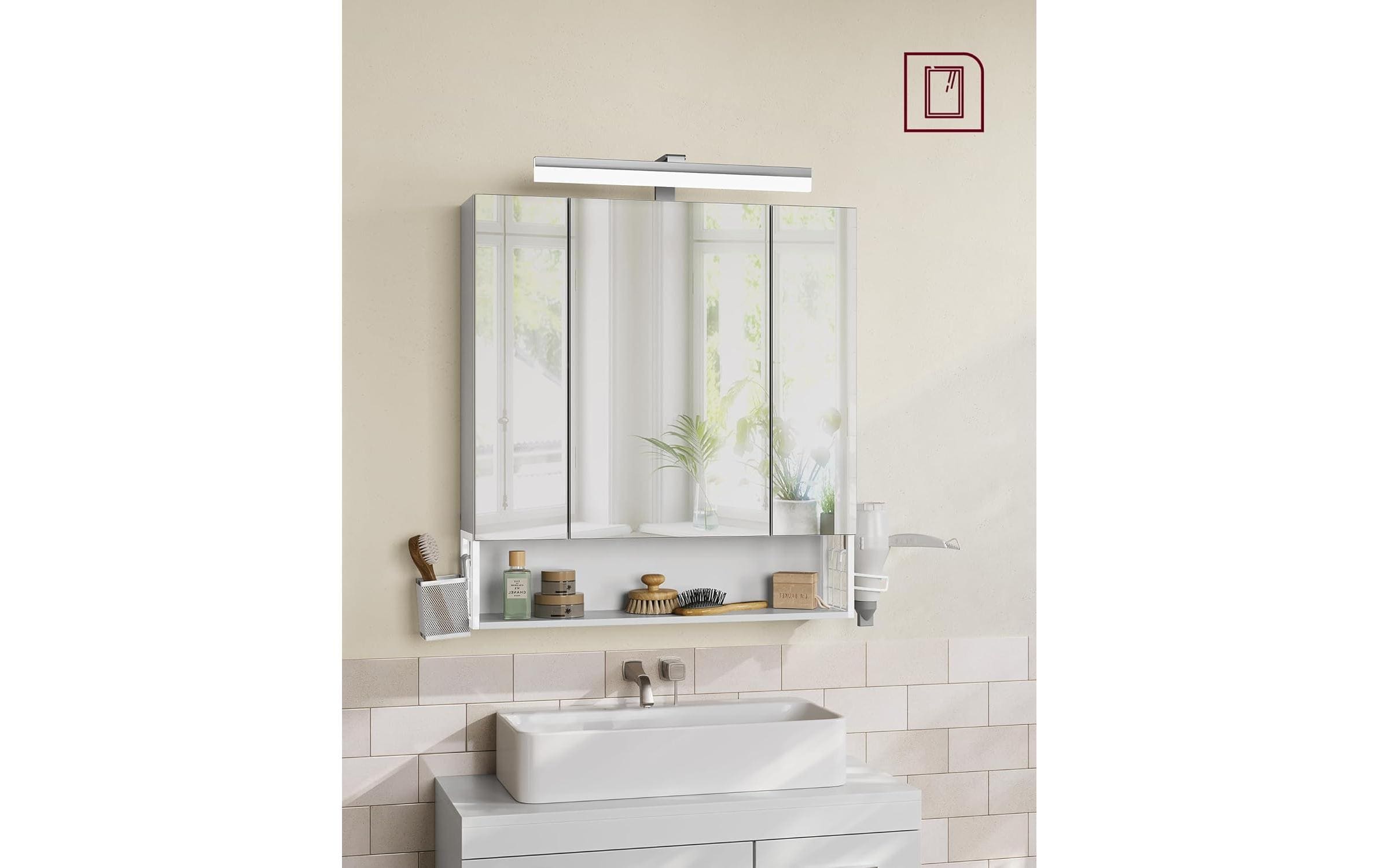 VASAGLE Spiegelschrank 16,5 x 70 x 75 cm