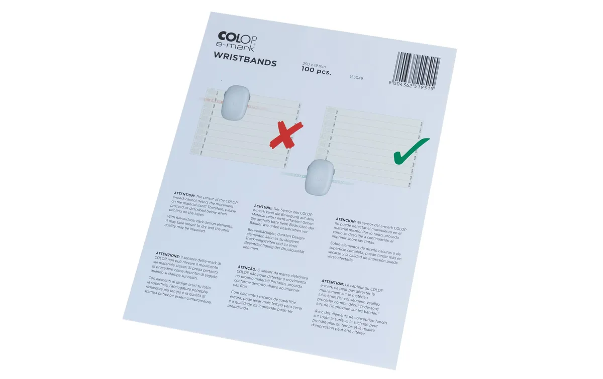 Colop Bastband e-mark Create Wristbands, 19 x 250 mm