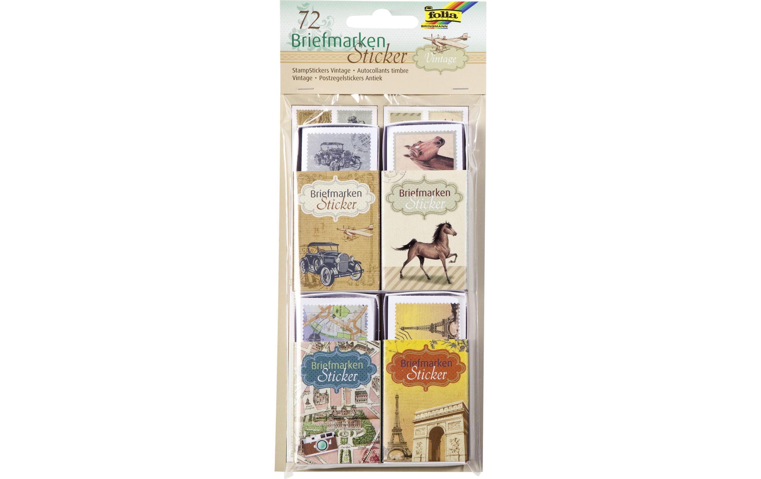 Folia Motivsticker Vintage Briefmarken, 72 Stück