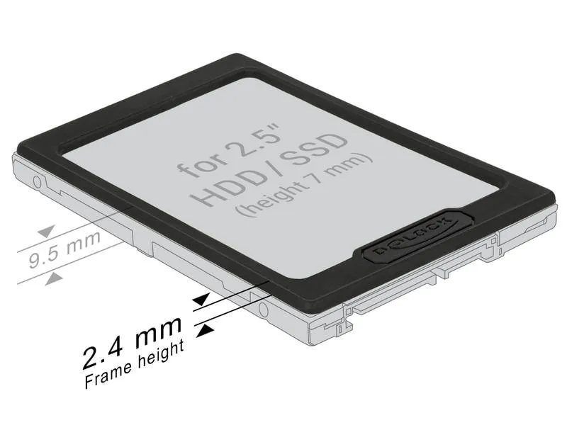 Delock 2.5-Einbaurahmen 2.5 mm erhöht die 2.5 SSD/HDD um 2.5mm