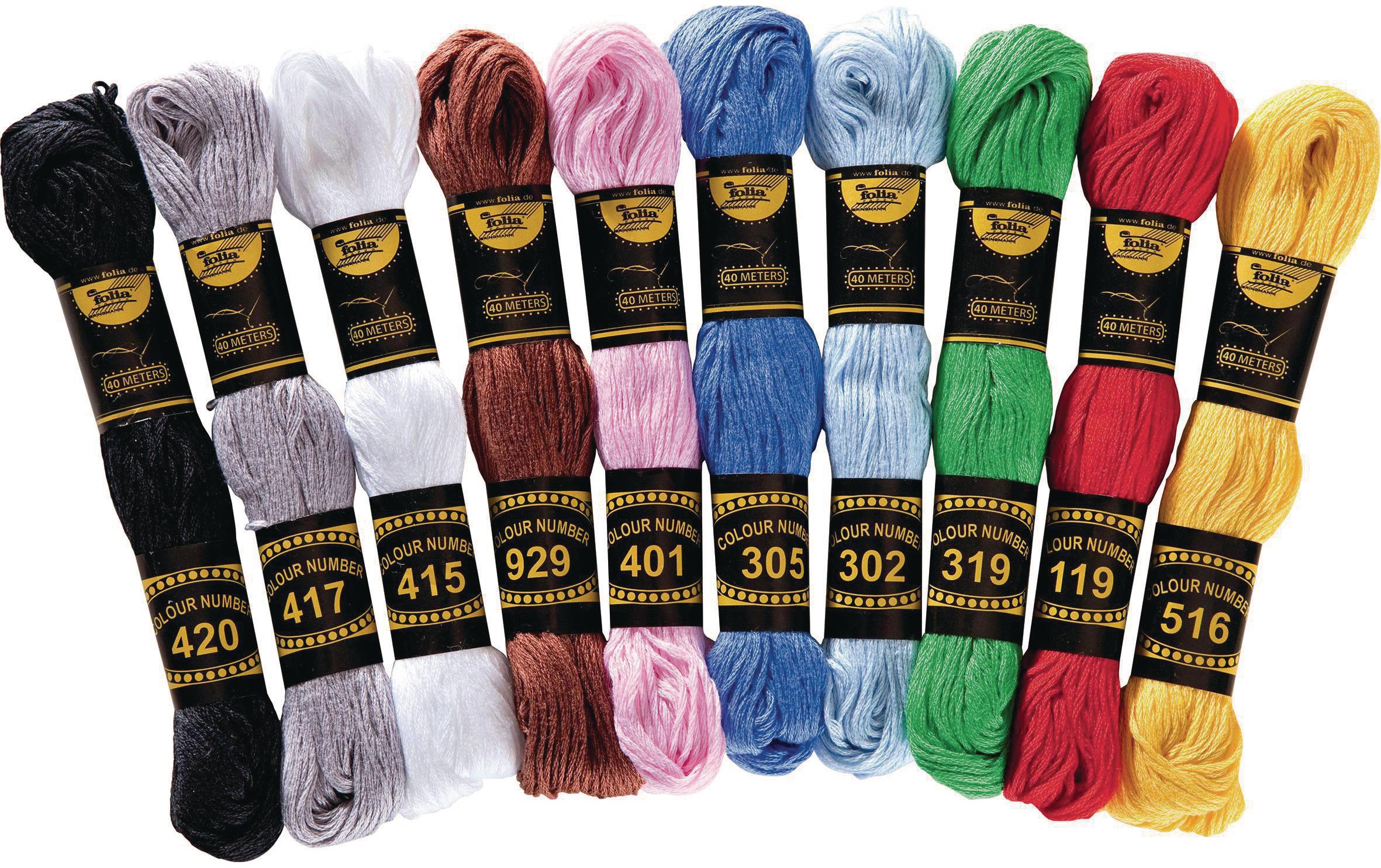 Folia Stickgarn Baumwolle, 10 Bündel à 40 m Folia Stickgarn Baumwolle, 10 Bündel à 40 m