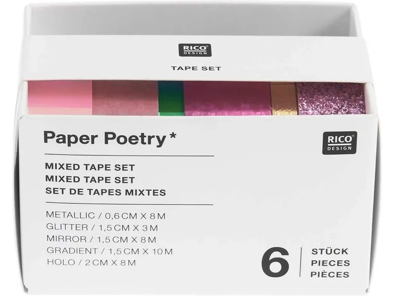 Rico Design Washi Tape 6 Stück, Grün/Rosa, 3/8/10 m Rico Design Washi Tape 6 Stück, Grün/Rosa, 3/8/10 m