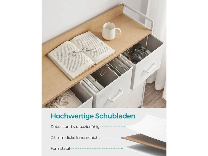 Songmics Kommode mit 7 Schubladen 98 x 85 cm, Weiss