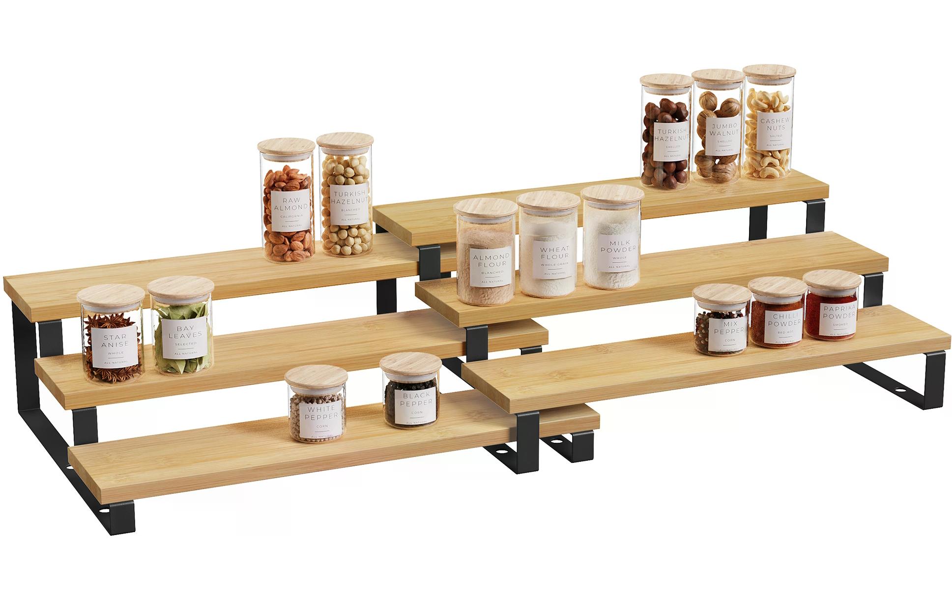 Songmics Küchenregal 2 Stück, Nature/Schwarz