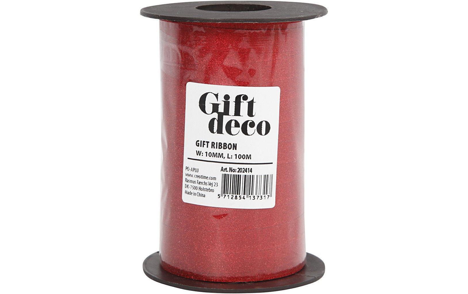 Creativ Company Geschenkband Glitzer 1 cm x 100 m, Rot