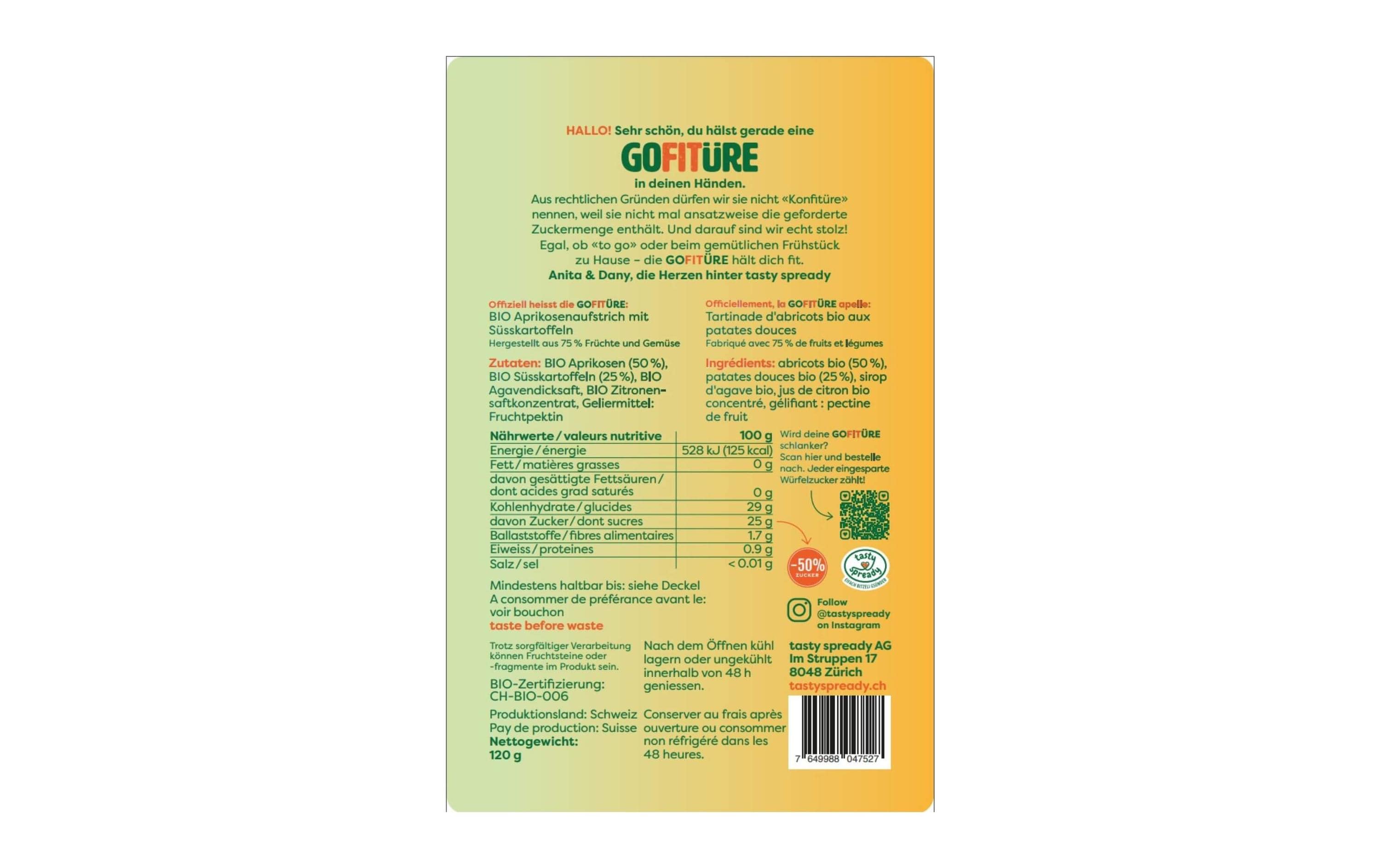 GOFITÜRE Bio Aprikosen die zuckerreduzierte Konfitüre Alternative