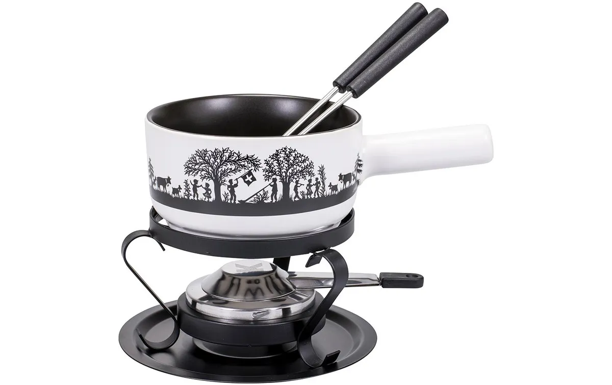 Kadastar Käsefondue-Set Bergchilbi E16 5 Teile, Schwarz/Weiss Kadastar Käsefondue-Set Bergchilbi E16 5 Teile, Schwarz/Weiss