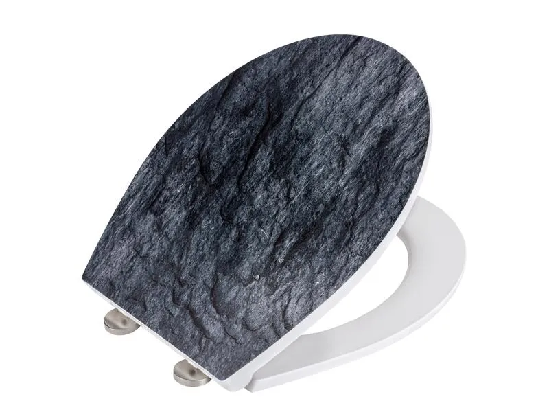 Wenko Toilettensitz Slate Rock Absenkautomatik, Grau