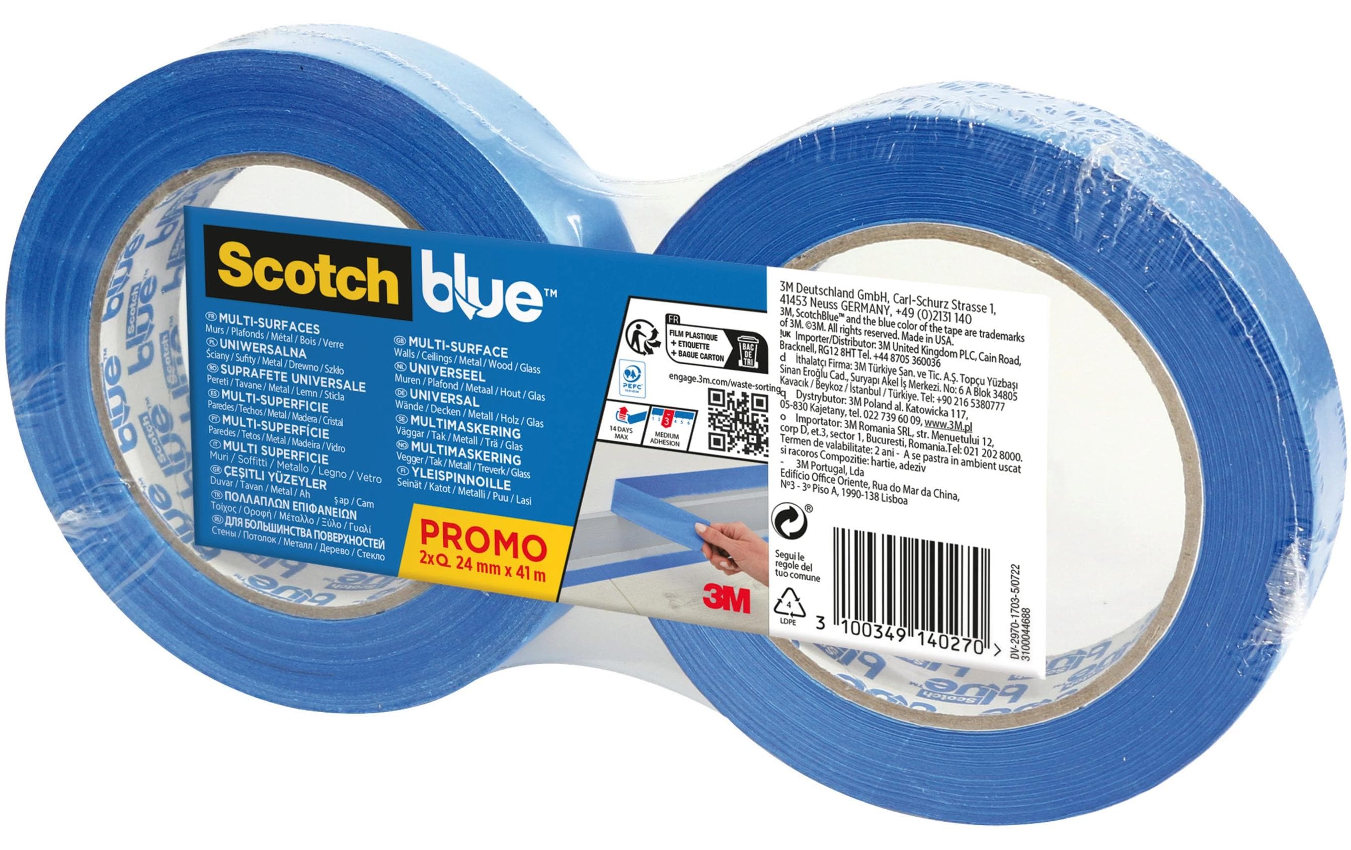 3M Malerabdeckband 24 mm x 41 m, Blau 3M Malerabdeckband 24 mm x 41 m, Blau
