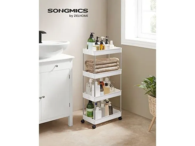 Songmics Nischenwagen mit 4 Ablagen 40 x 86 x 22 cm, Weiss Songmics Nischenwagen mit 4 Ablagen 40 x 86 x 22 cm, Weiss