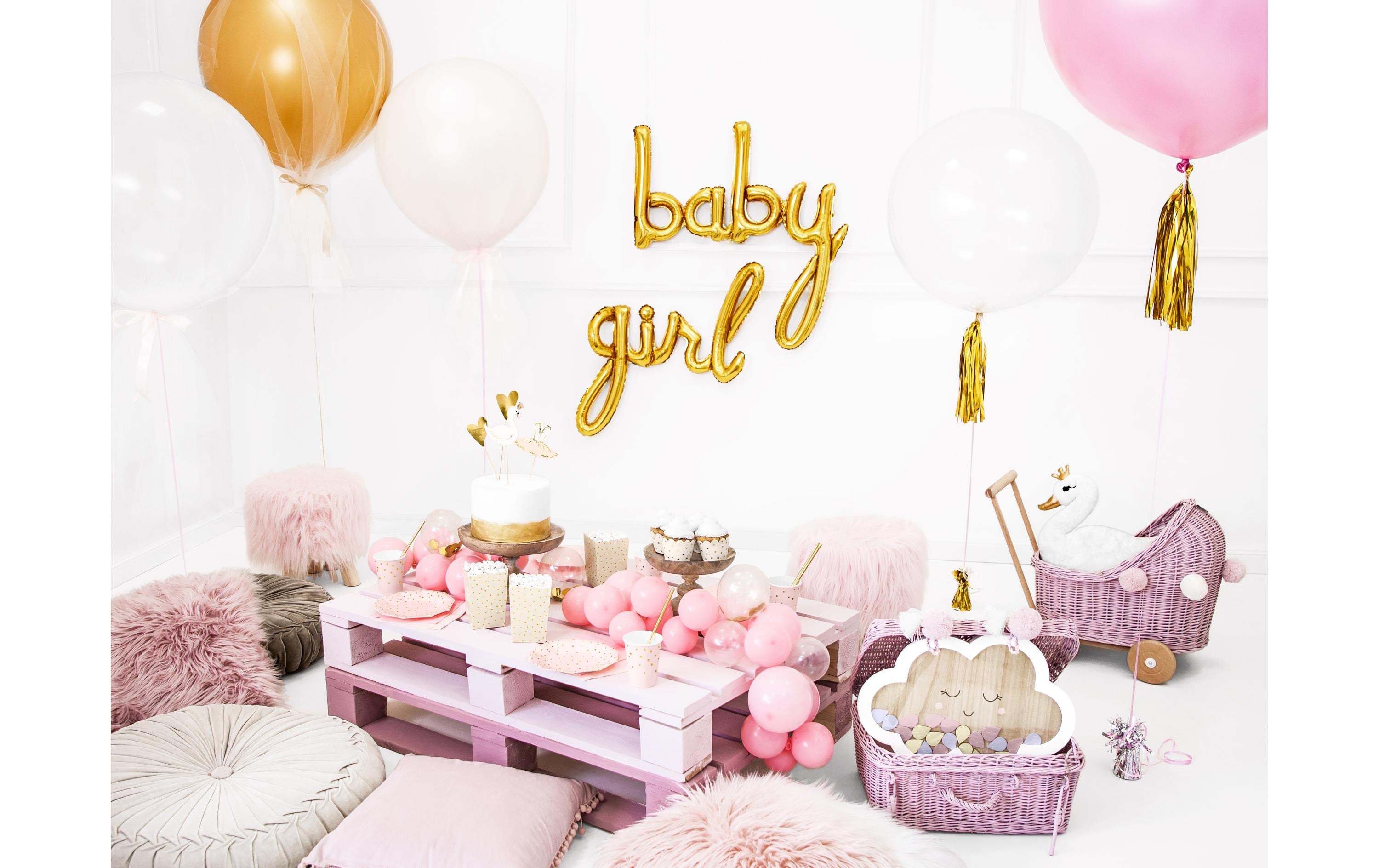 Partydeco Luftballon Rund Pastell 1 m, Weiss