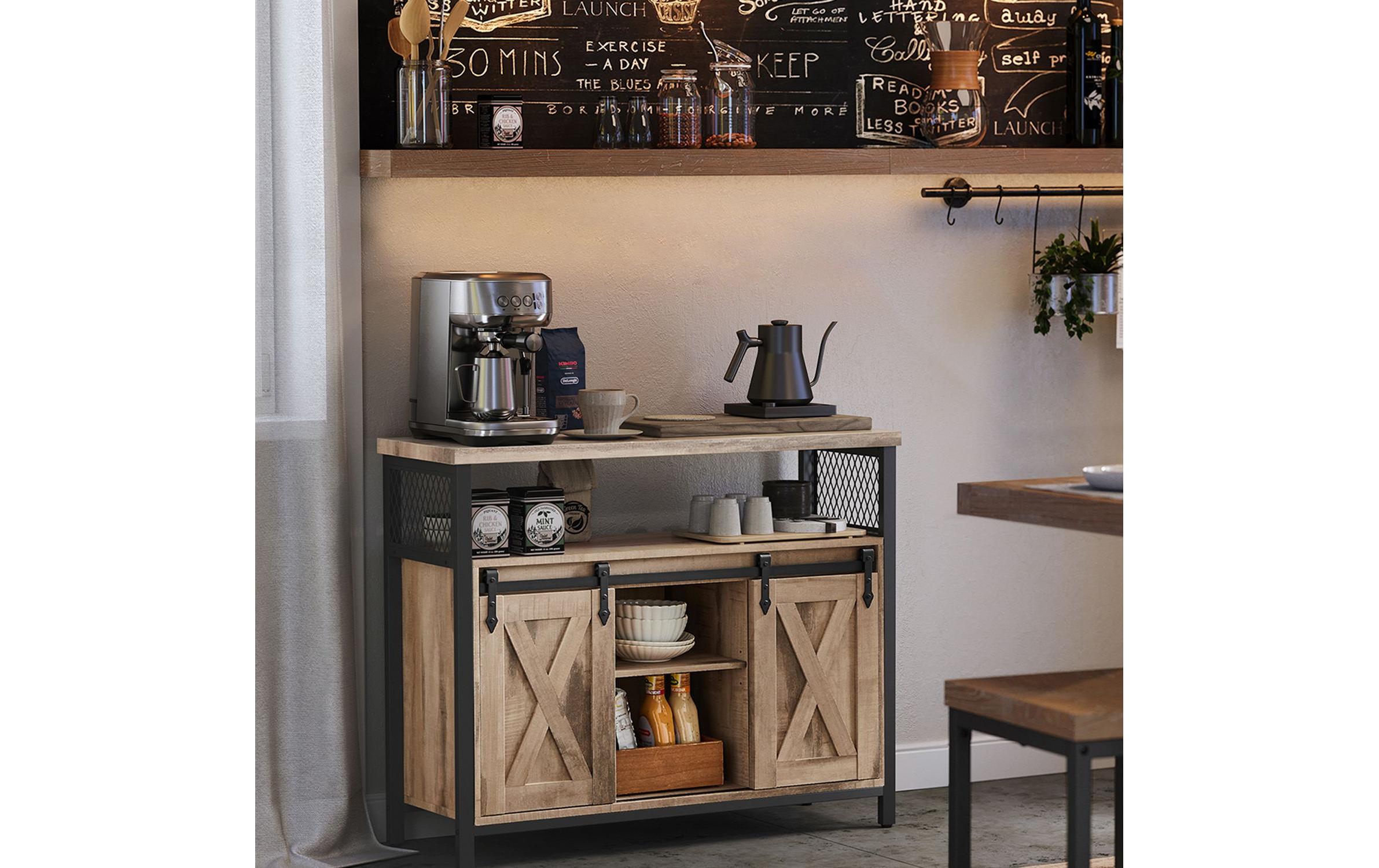 VASAGLE Kommode 100 x 80 cm, Braun/Schwarz